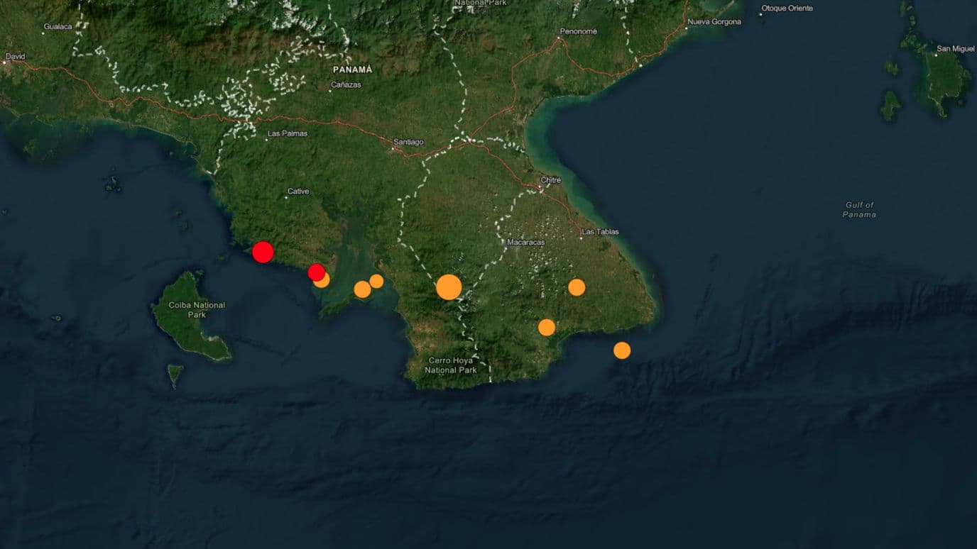Sismos en Panamá. Foto: USGS