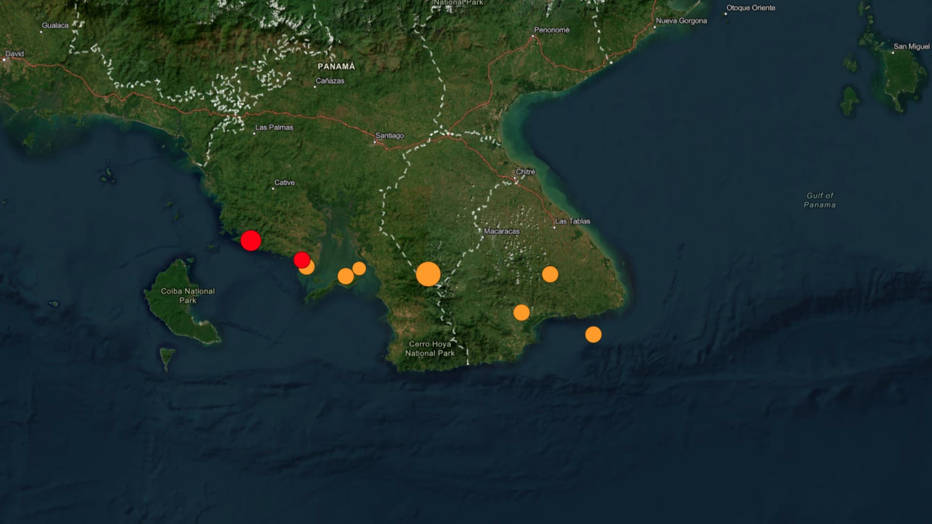 Sismos en Panamá. Foto: USGS