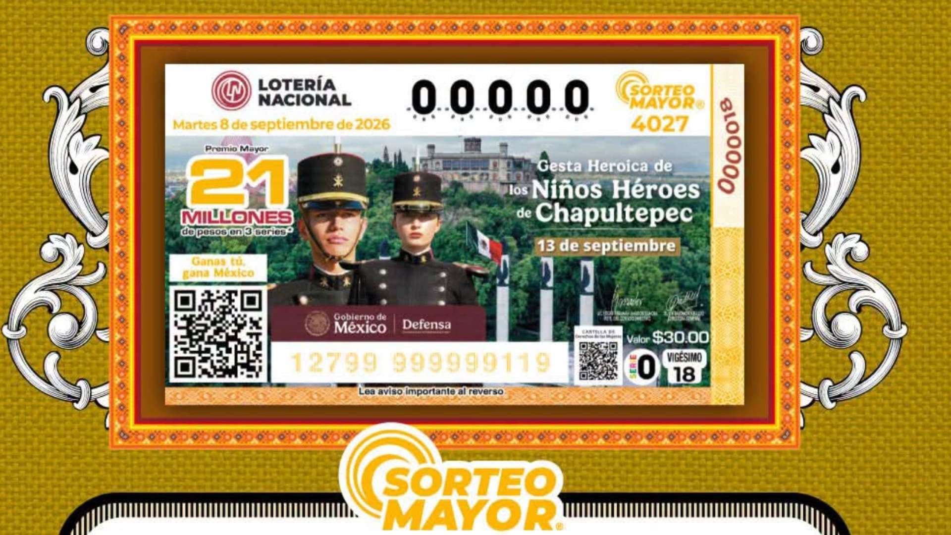 Billete del Sorteo Mayor 4027 de Lotería Nacional.