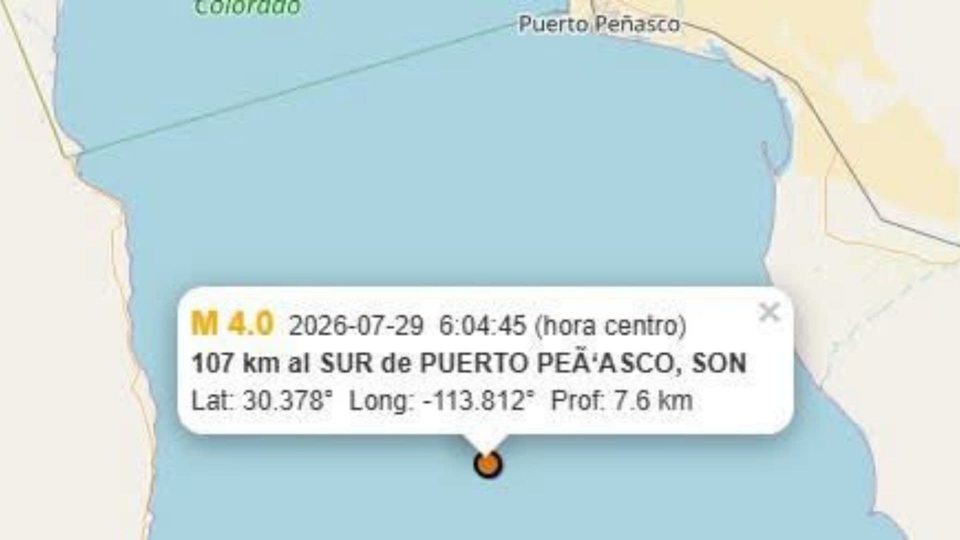 Tiembla por Segunda Ocasión en la Semana en Puerto Peñasco, Sonora; No Provocó Daños