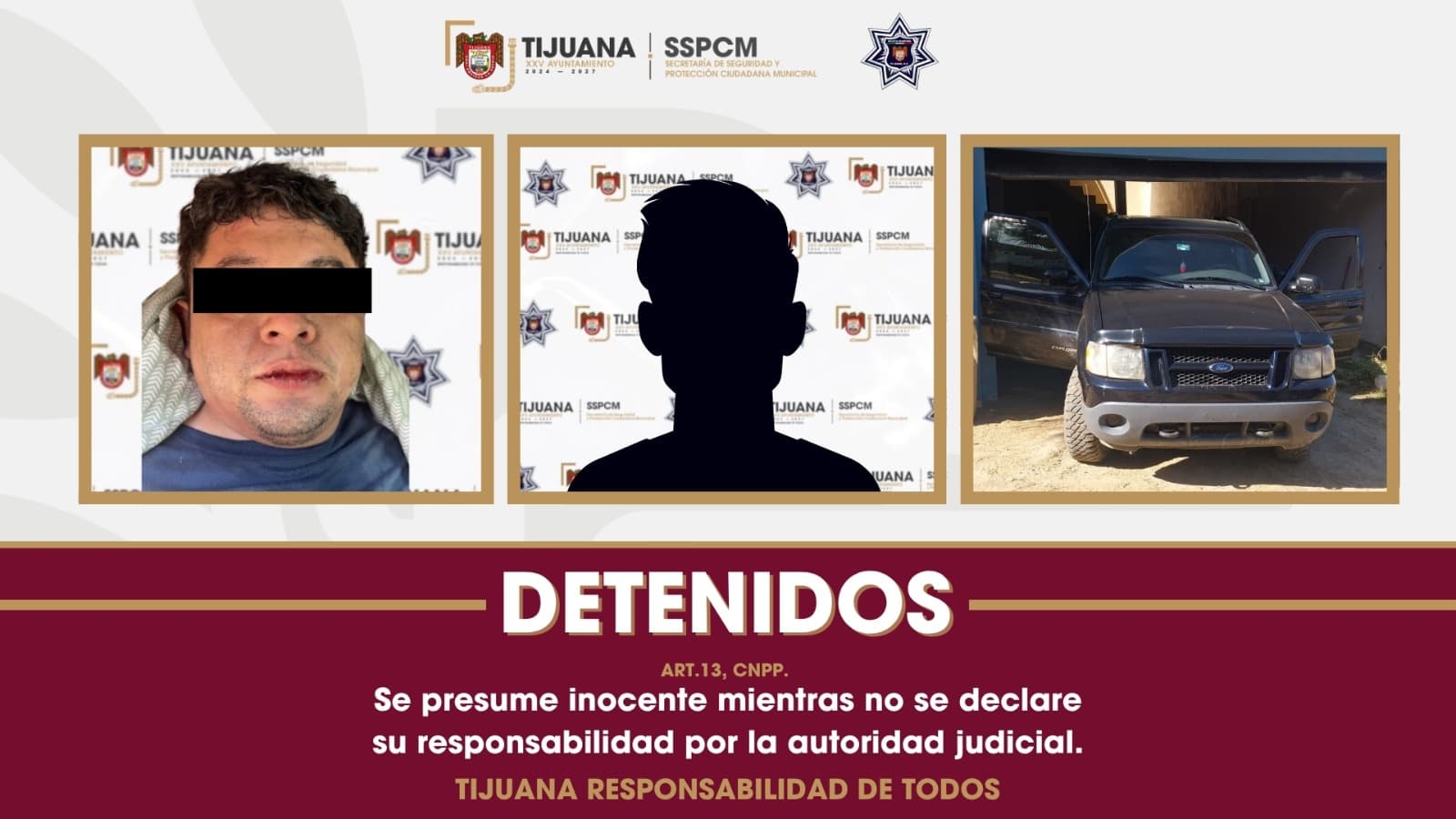 Camioneta Ford Sport Trac asegurada durante el operativo de la Policía Municipal
