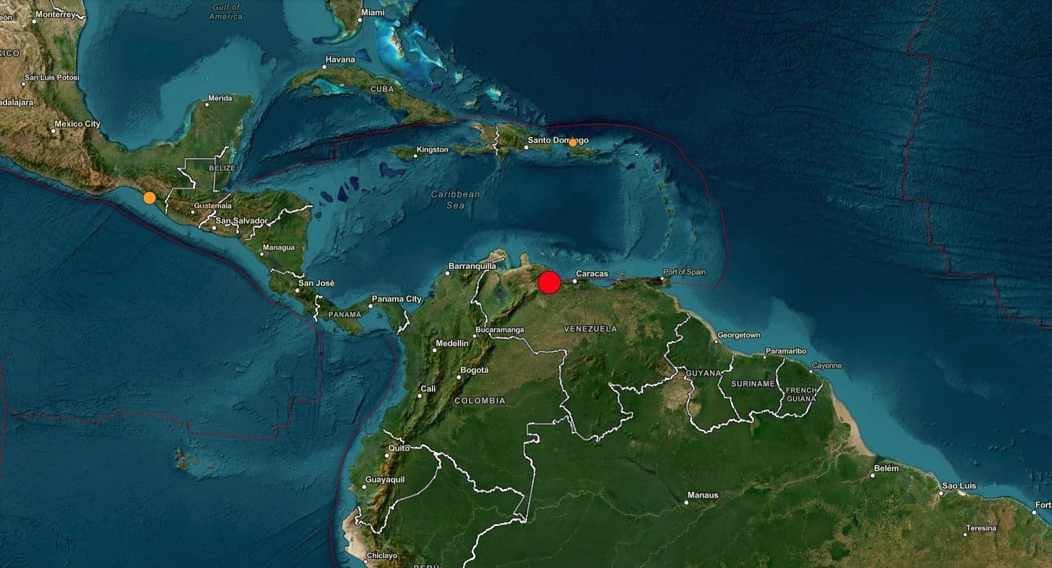 Zona del epicentro del sismo en Venezuela. Foto: USGS
