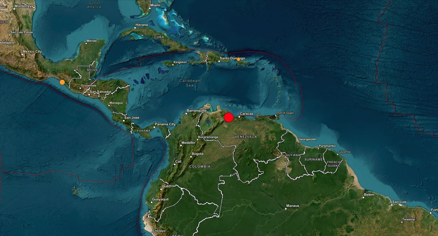 Zona del epicentro del sismo en Venezuela. Foto: USGS