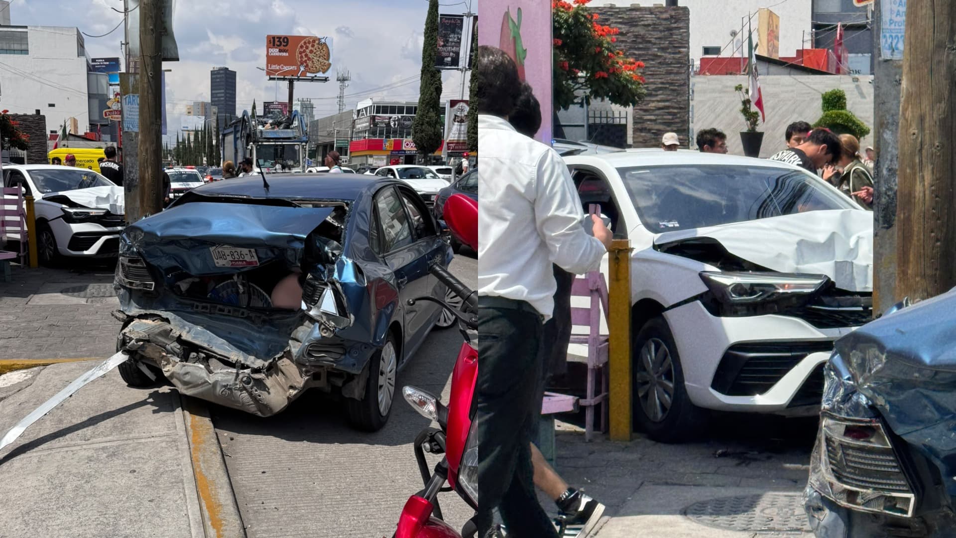 Carambola en Calzada Zavaleta de Puebla deja tráfico lento.