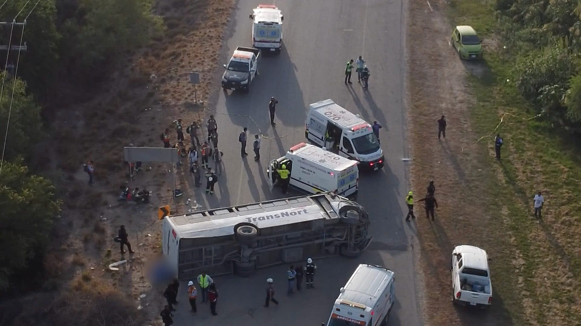 Choque múltiple en Pesquería imagen de dron