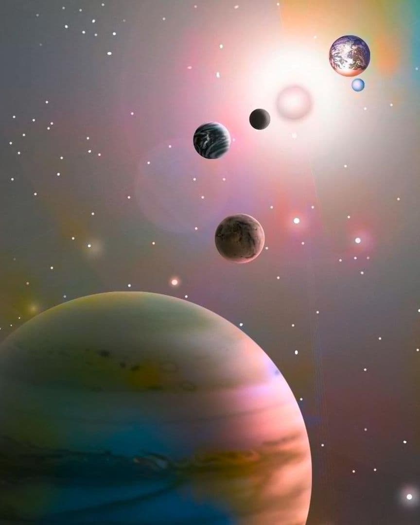 Ilustración artística de alineación planetaria