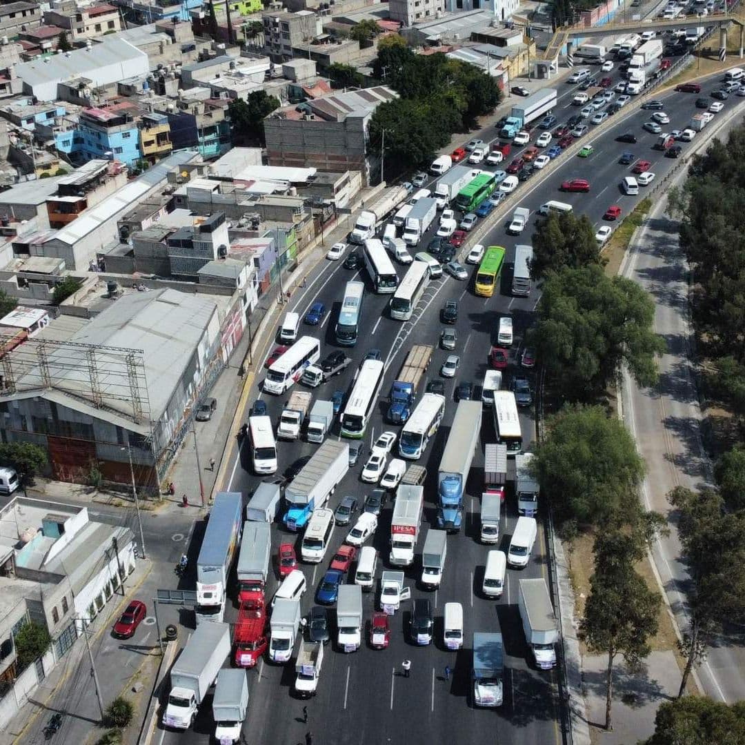 Protesta de transportistas de AMOTAC en el Estado de México, en febrero 2024. Foto: Cuartoscuro | Archivo