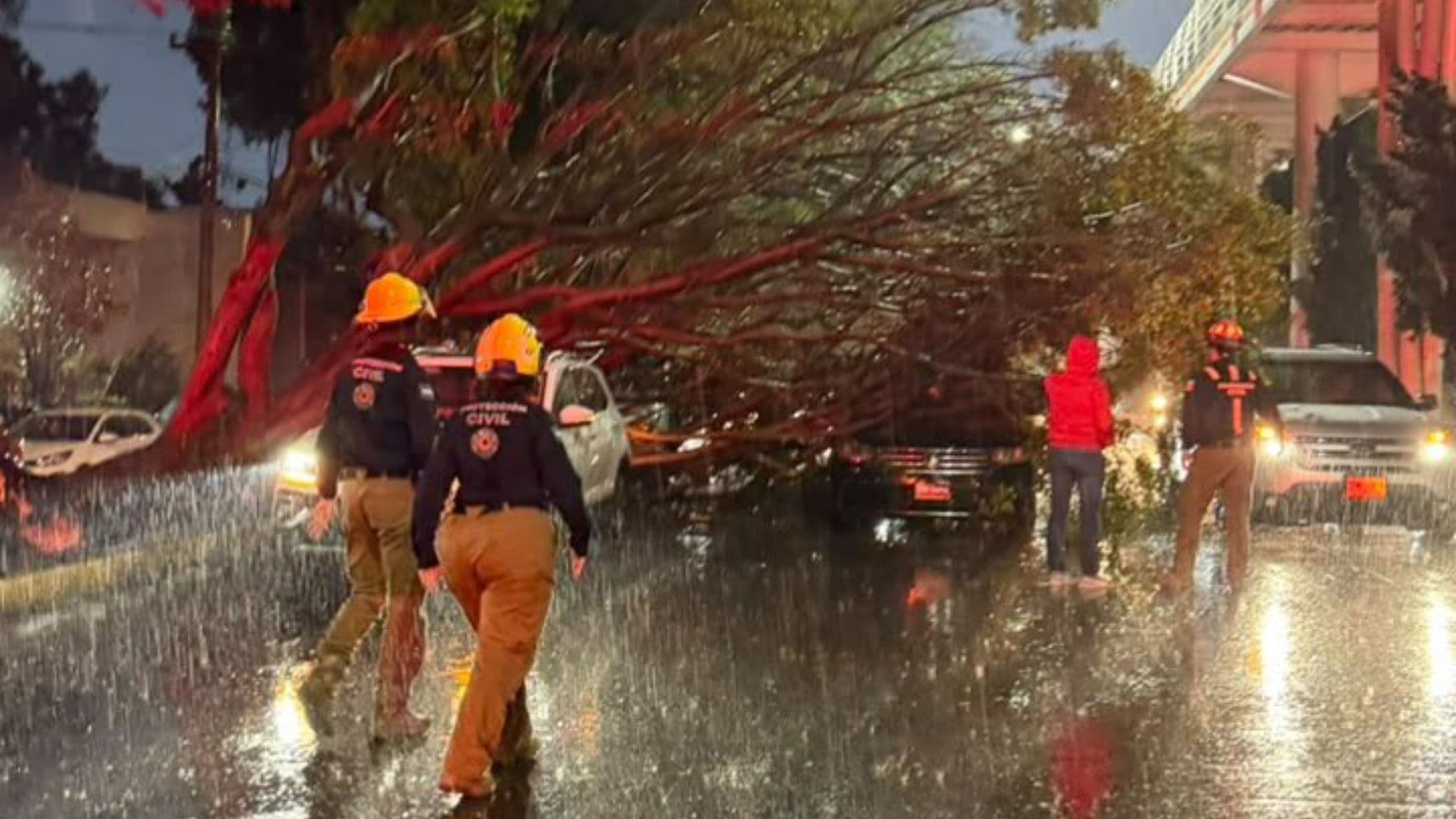 Lluvia Tormenta Eléctrica Árbol Caído Camioneta Varada Inundación Cuautlancingo Puebla
