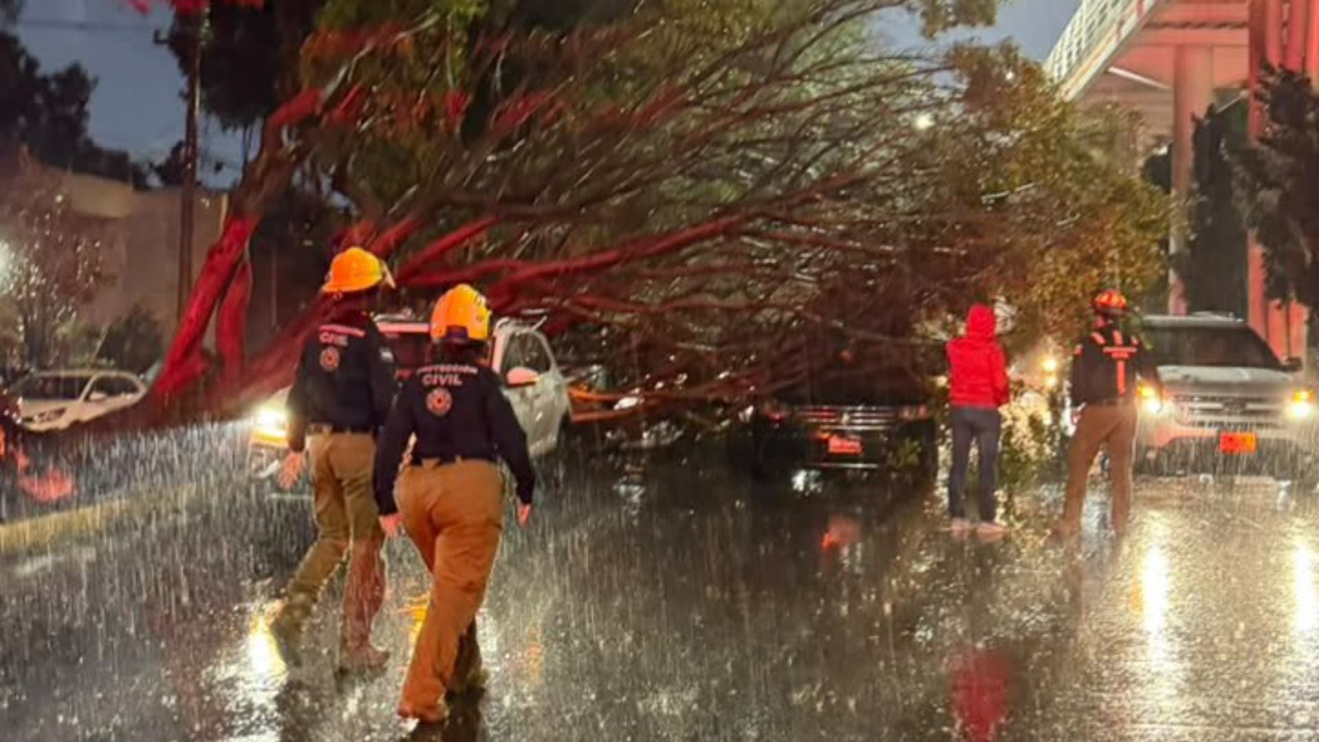 Lluvia Tormenta Eléctrica Árbol Caído Camioneta Varada Inundación Cuautlancingo Puebla