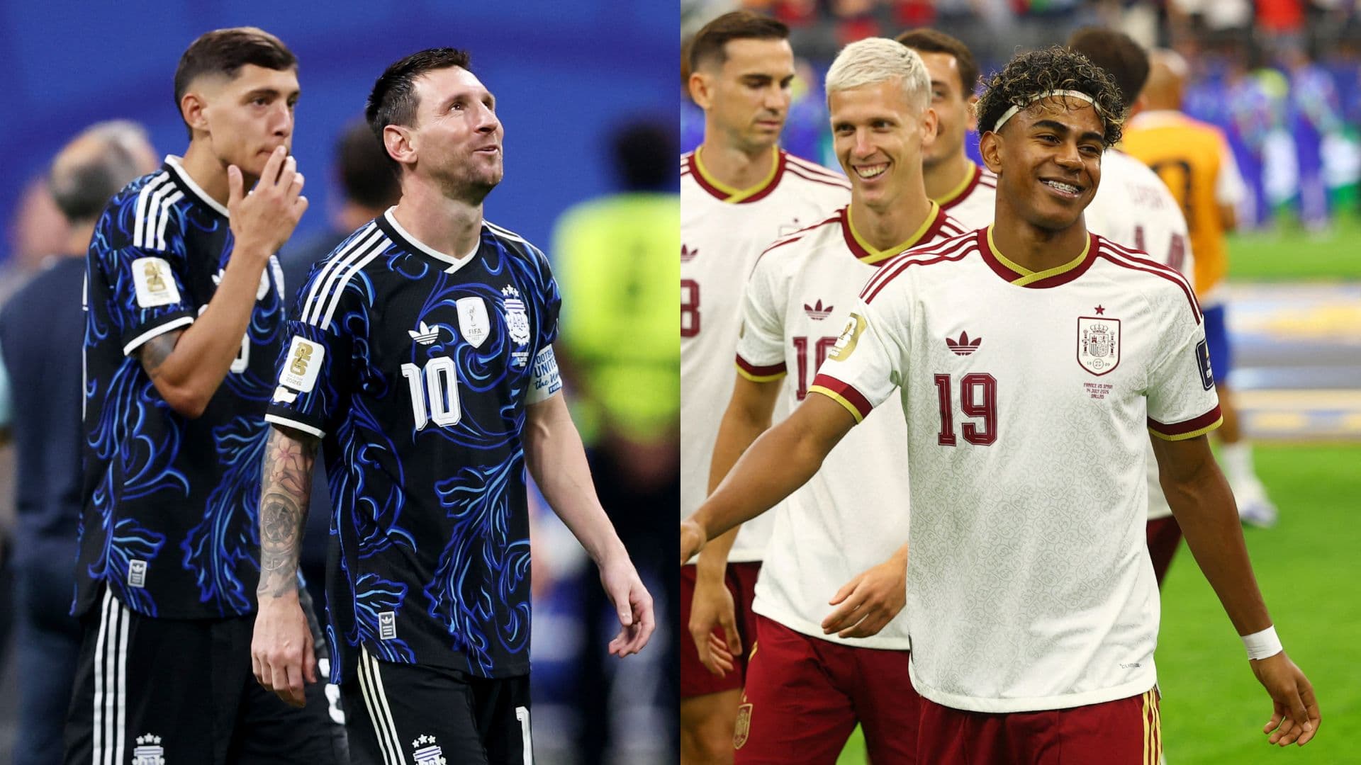 Jugadores de Argentina y España.