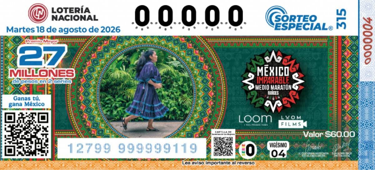 Billete Lotería Nacional Sorteo Especial 315 del 18 de agosto 2026.