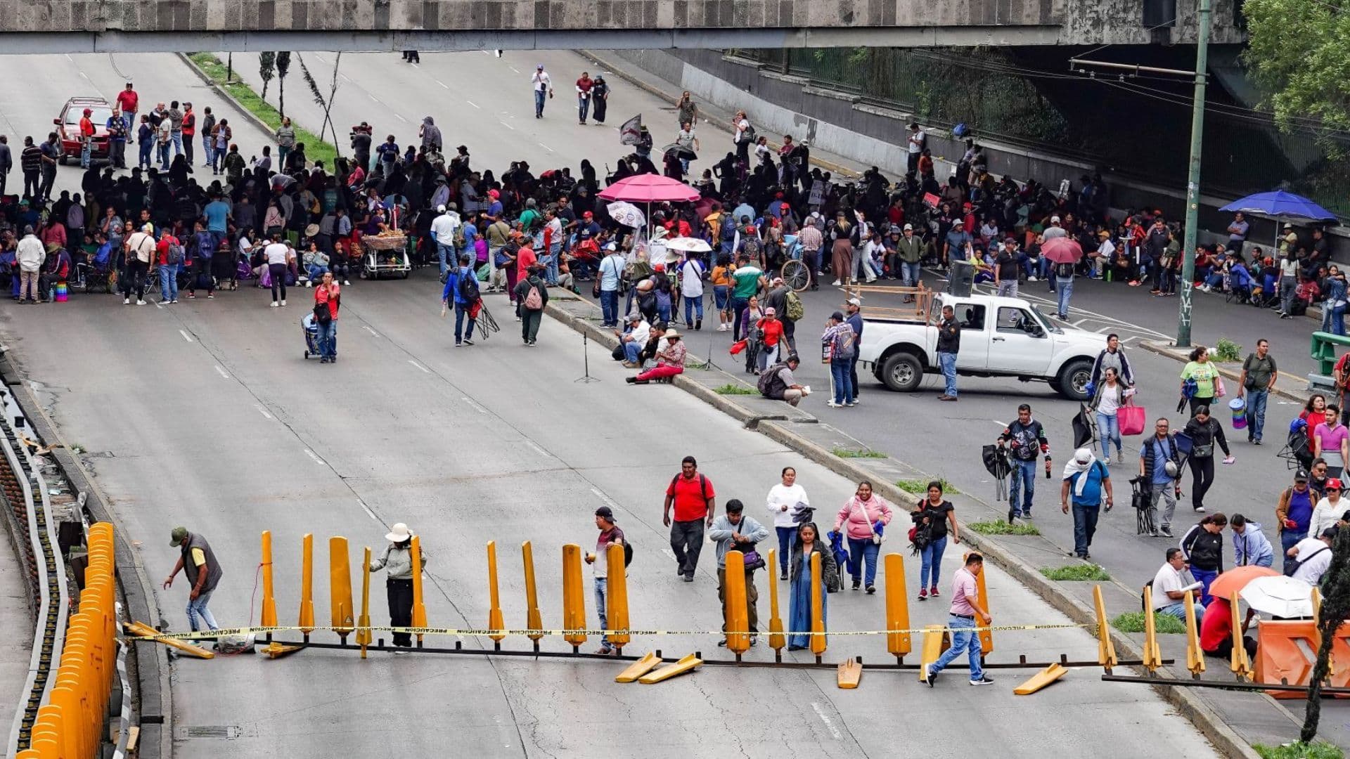 Bloqueo en Circuito Interior en la Ciudad de México.