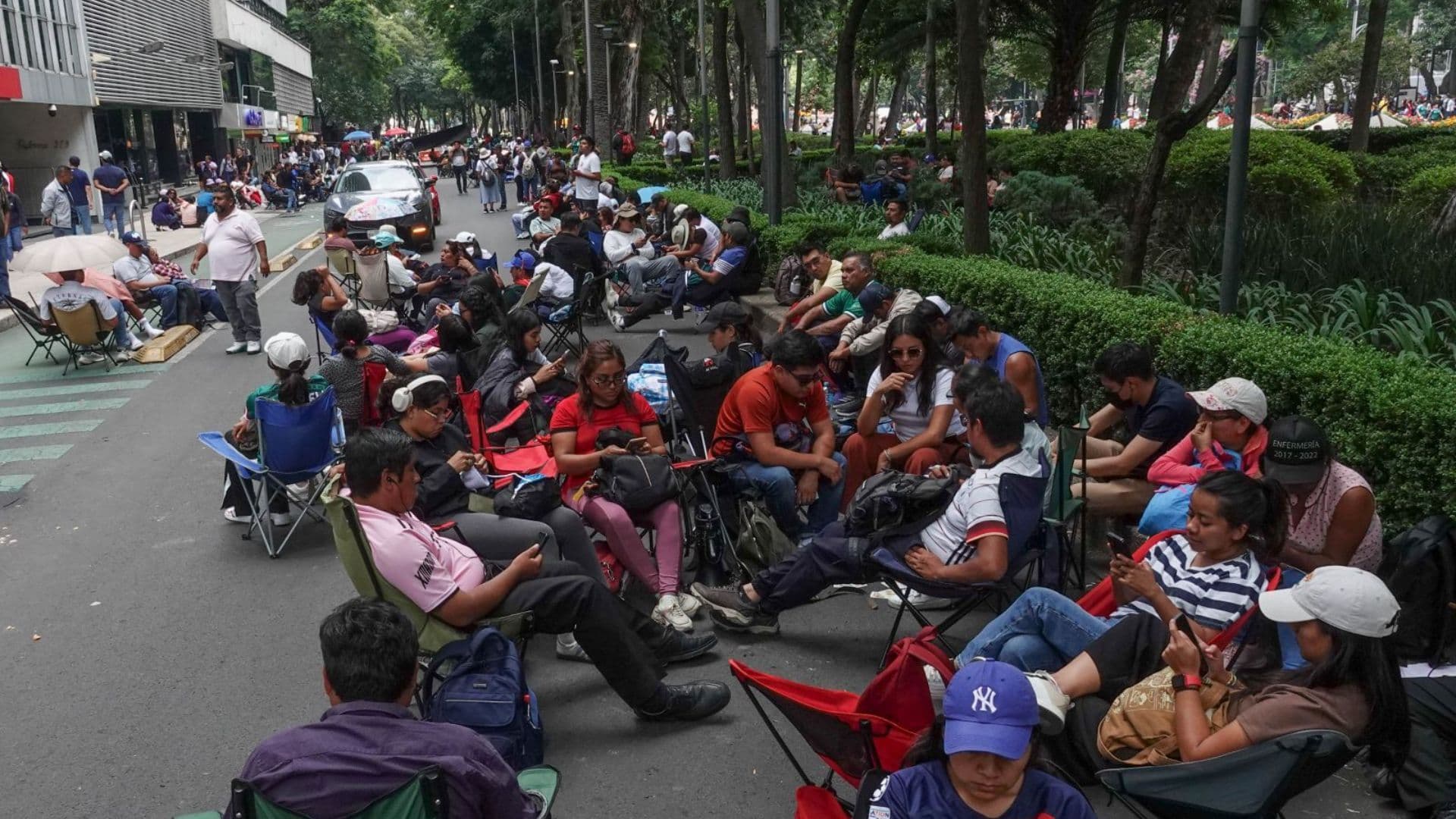 Bloqueo en Paseo de la Reforma en la Ciudad de México.