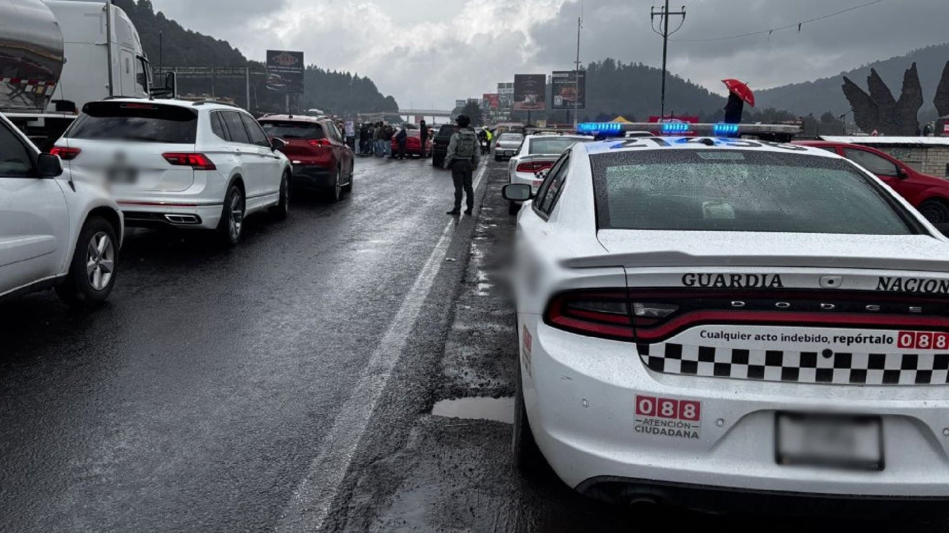 Bloqueo en la Carretera México-Toluca. Foto: Guardia Nacional
