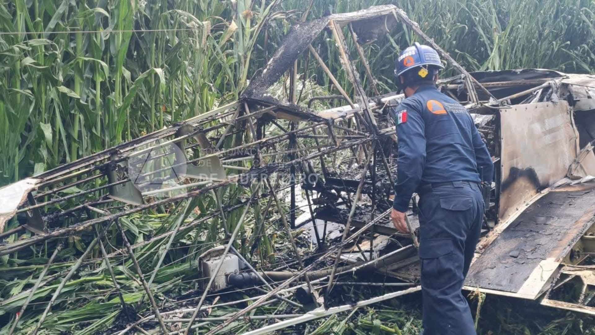 Se desploma avioneta de fumigación en San Juan del Río, Querétaro