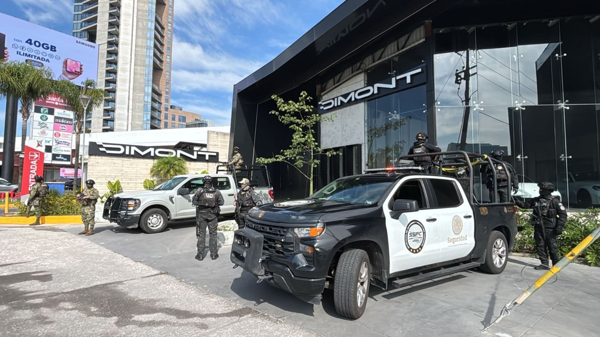 Cateo en agencia de automóviles de lujo Dimont en la Vía Atlixcáyotl, Puebla.
