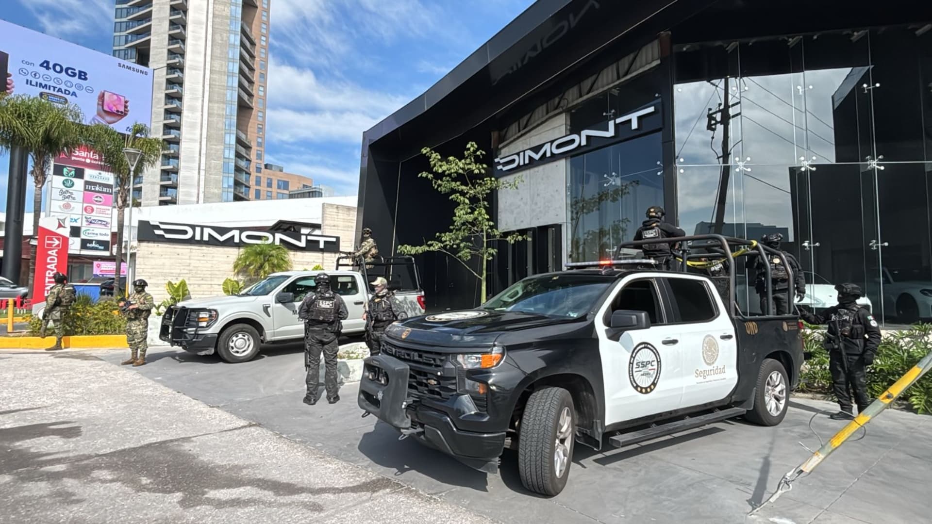 Cateo en agencia de automóviles de lujo Dimont en la Vía Atlixcáyotl, Puebla.