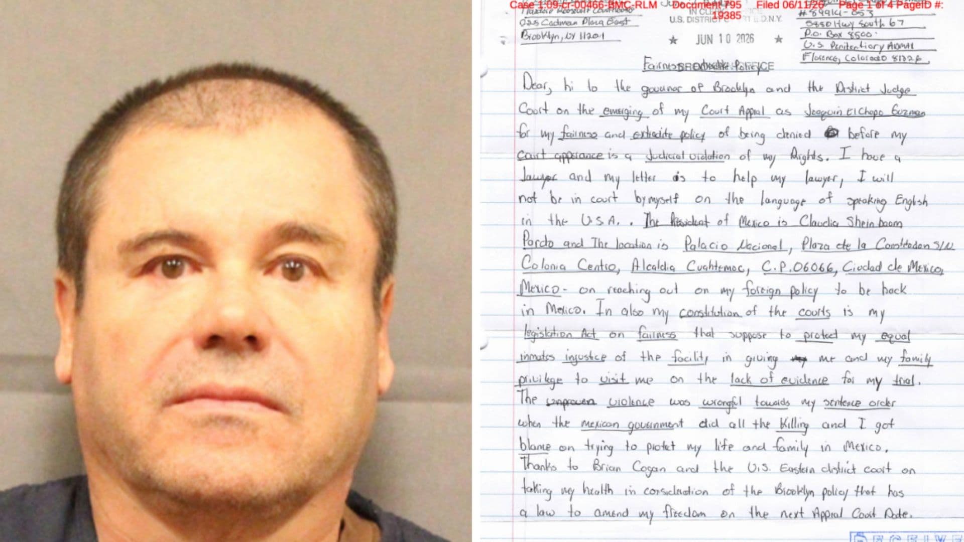 "El Chapo" Guzmán Escribe 2 Cartas Más desde Prisión ¿Qué Dice a Sheinbaum?