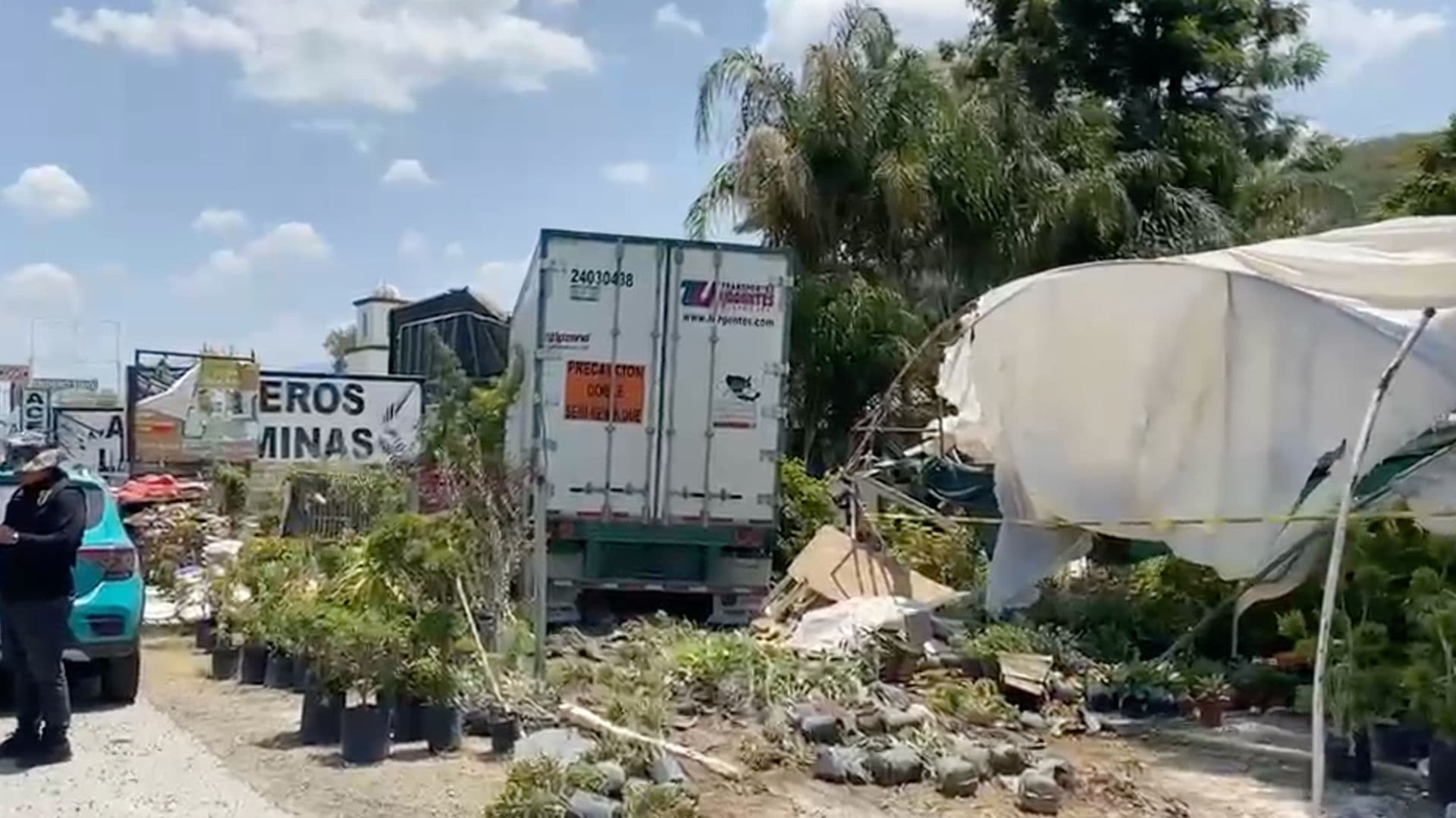 Camión impacta vivero