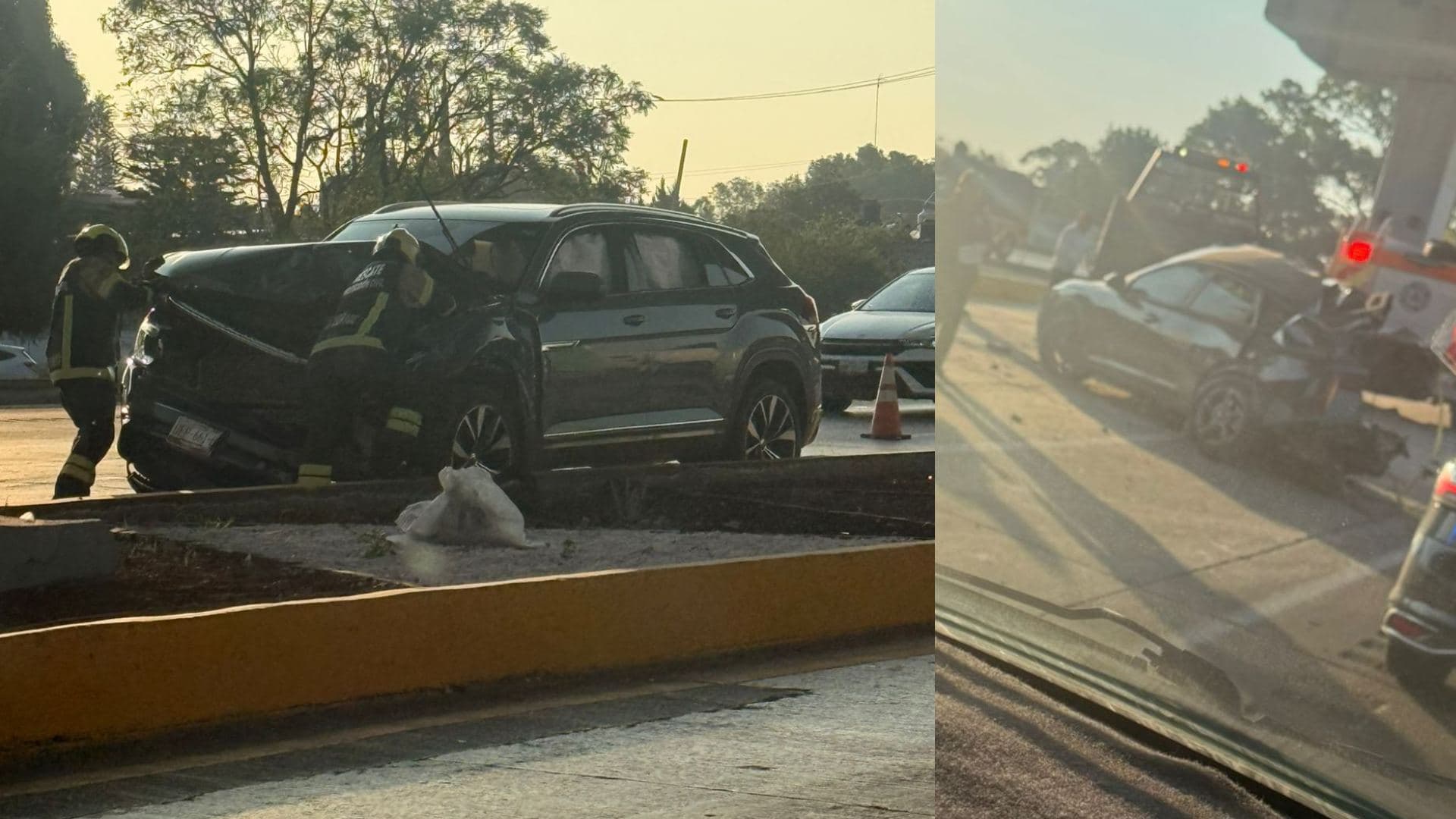 La camioneta impactó por alcance el auto tipo sedán.