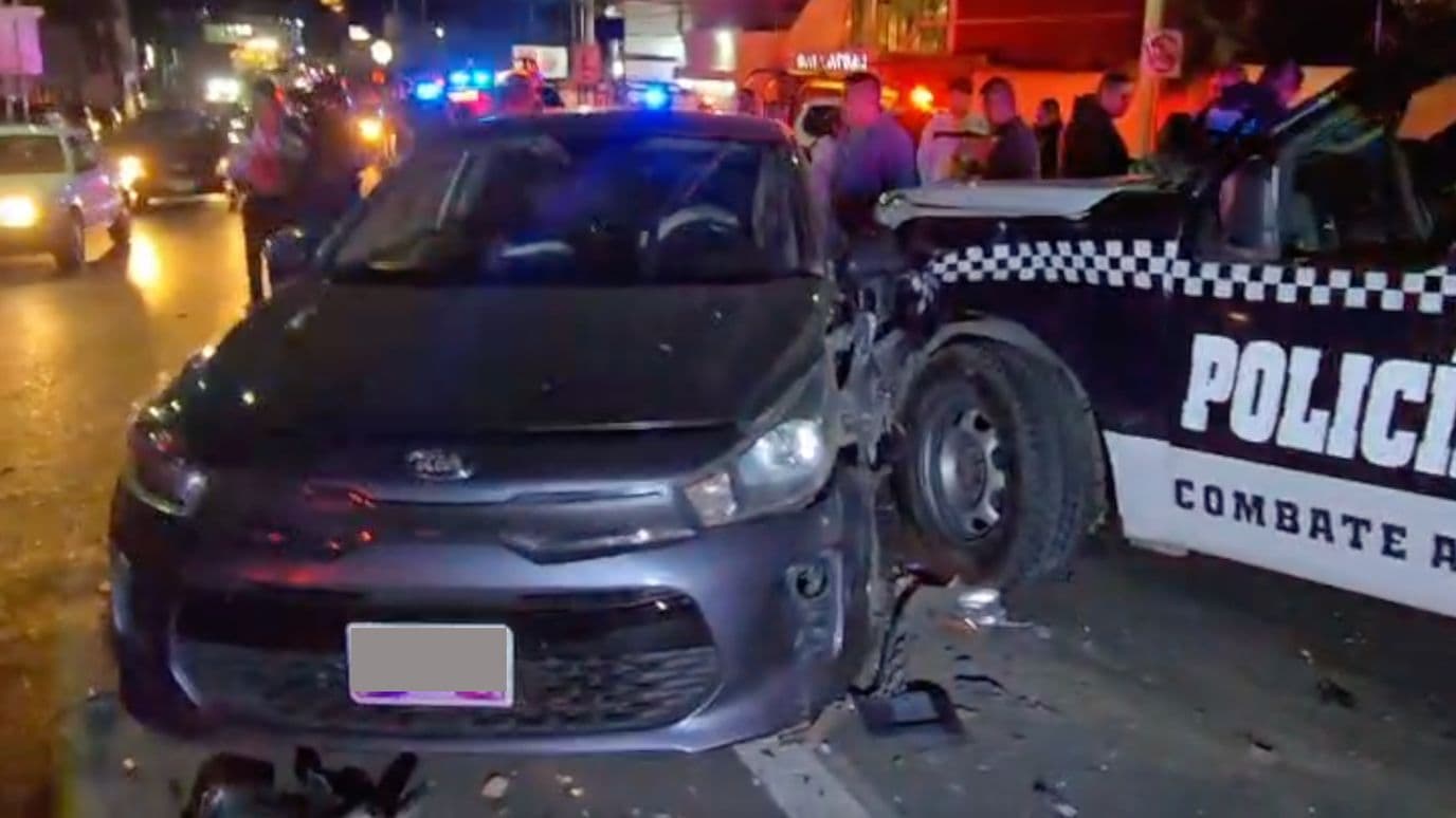Accidente Choque Patrulla Cuatro Vehículos Tres Lesionados Carretera Tlaxcala Chiautempan