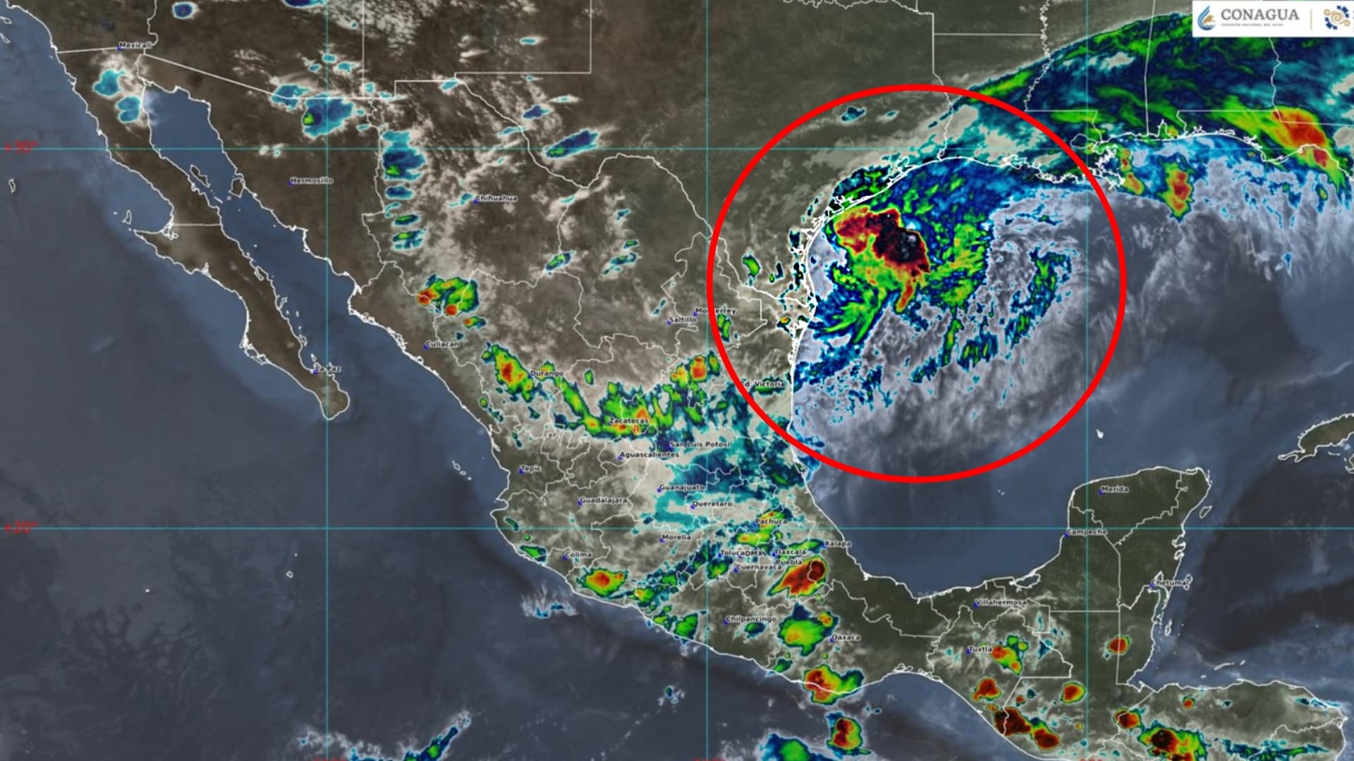 ¿A qué Hora se Convertirá en Tormenta Tropical Frente a Reynosa, Tamaulipas?. Foto: Conagua