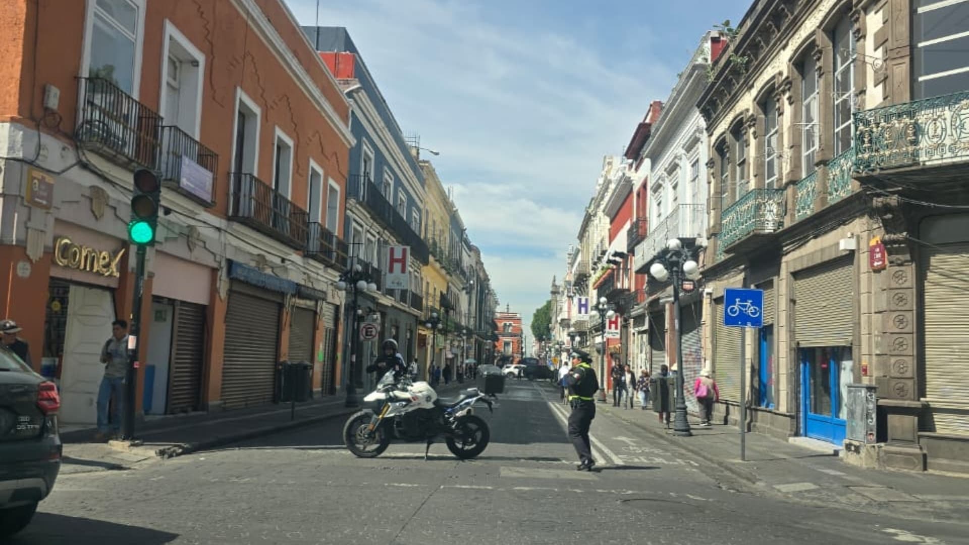 Cierres viales en el centro de Puebla.