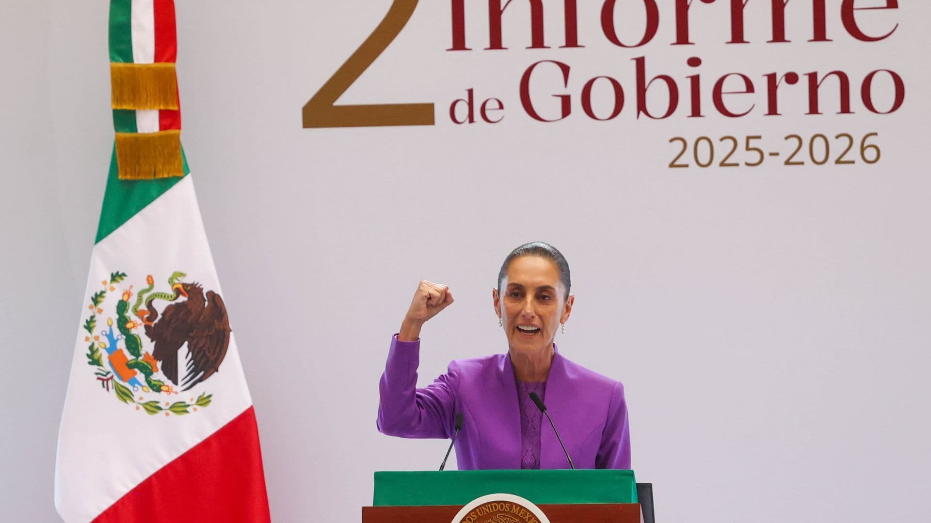 Claudia Sheinbaum, presidenta de México, durante su Segundo Informe de Gobierno