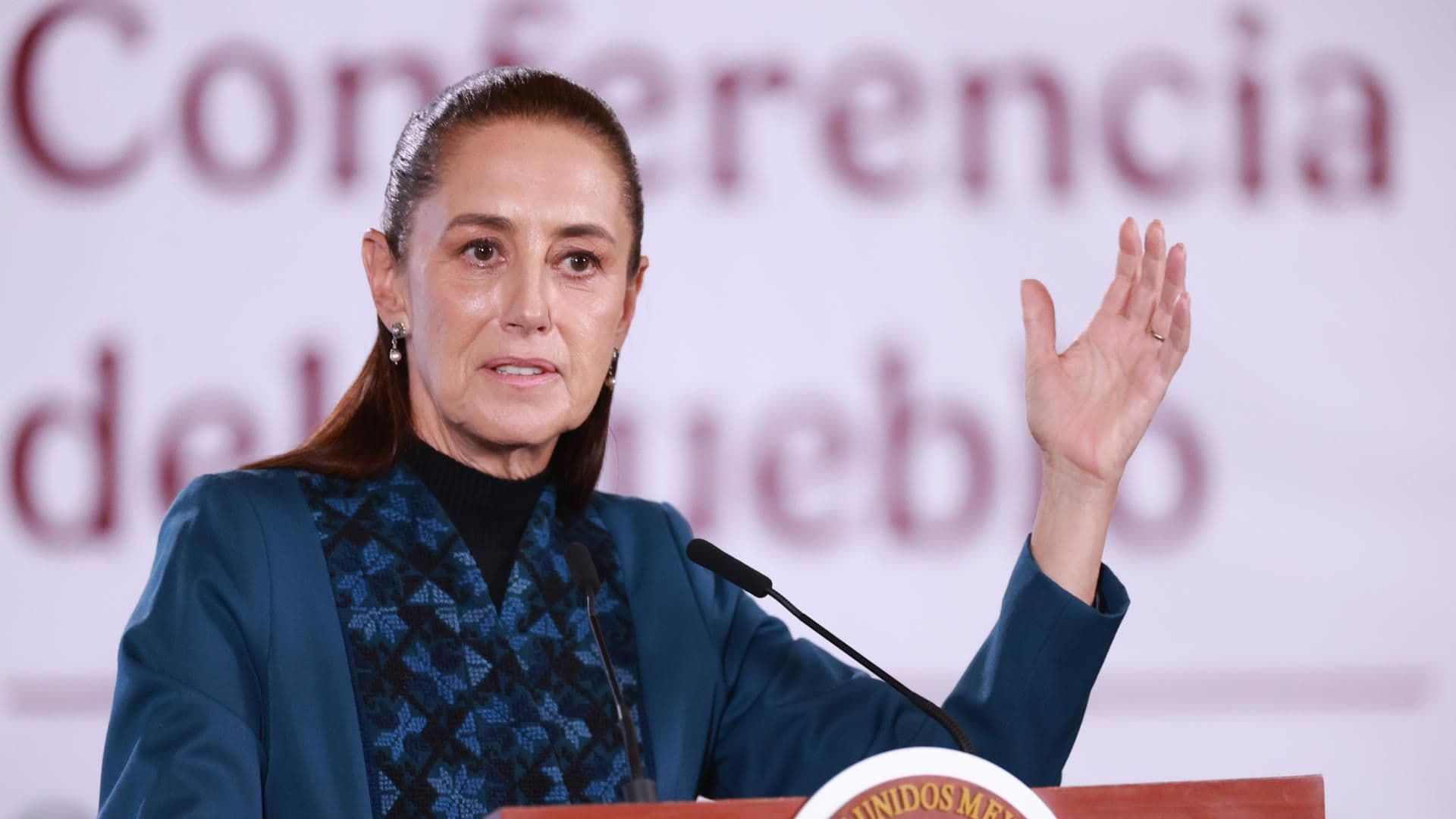Claudia Sheinbaum, presidenta de México, en la conferencia mañanera del 10 de agosto 2026