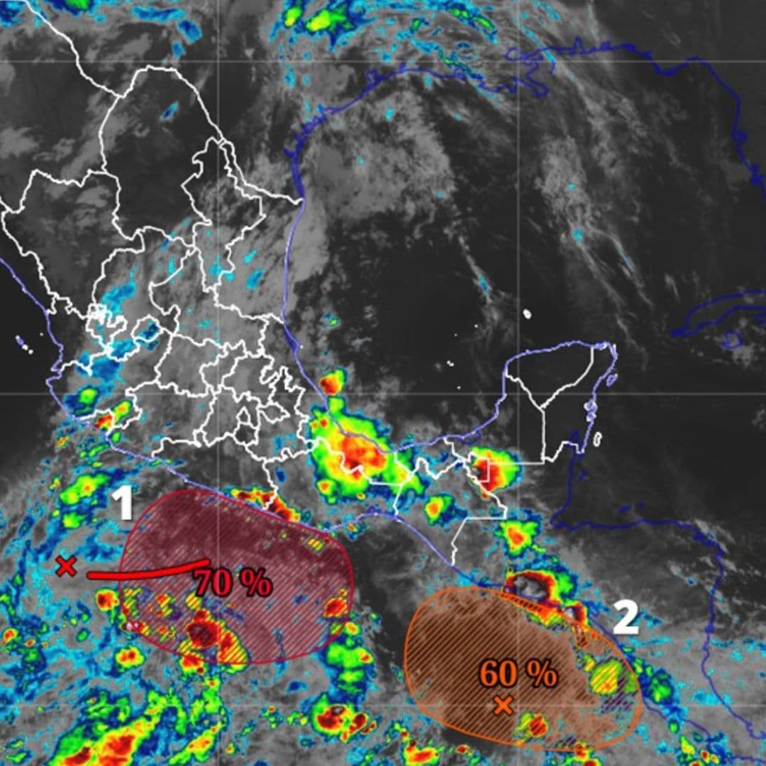 Dos zonas de baja presión en el Pacífico mexicano