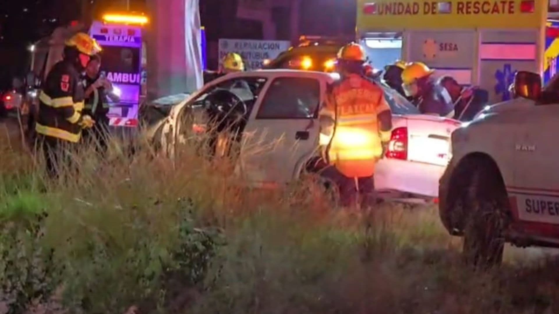 Conductor Muerto Choque Accidente Automóvil Poste Vía Corta Chiautempan Apizaco Tlaxcala