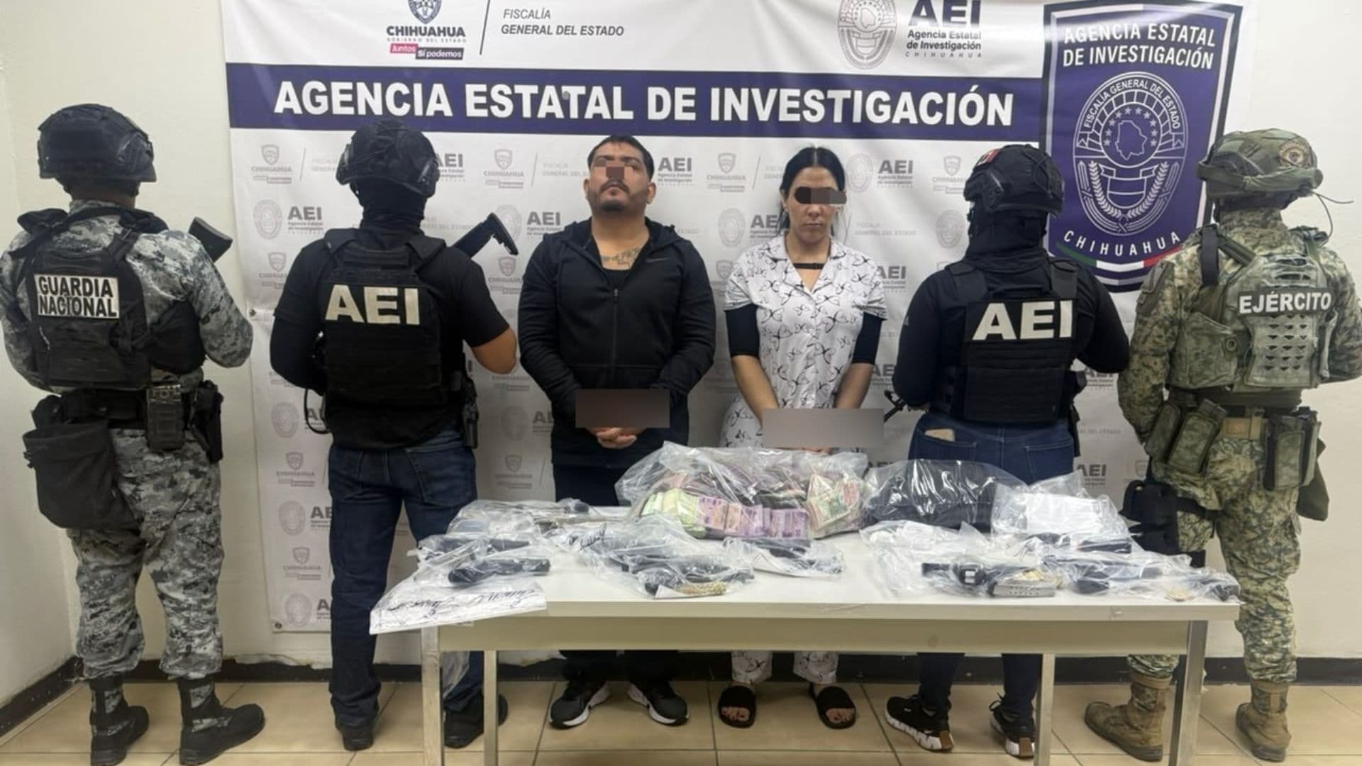 Fue detenido Gerardo "N", de 33 años y Jaqueline Guadalupe "N", de 30 años.