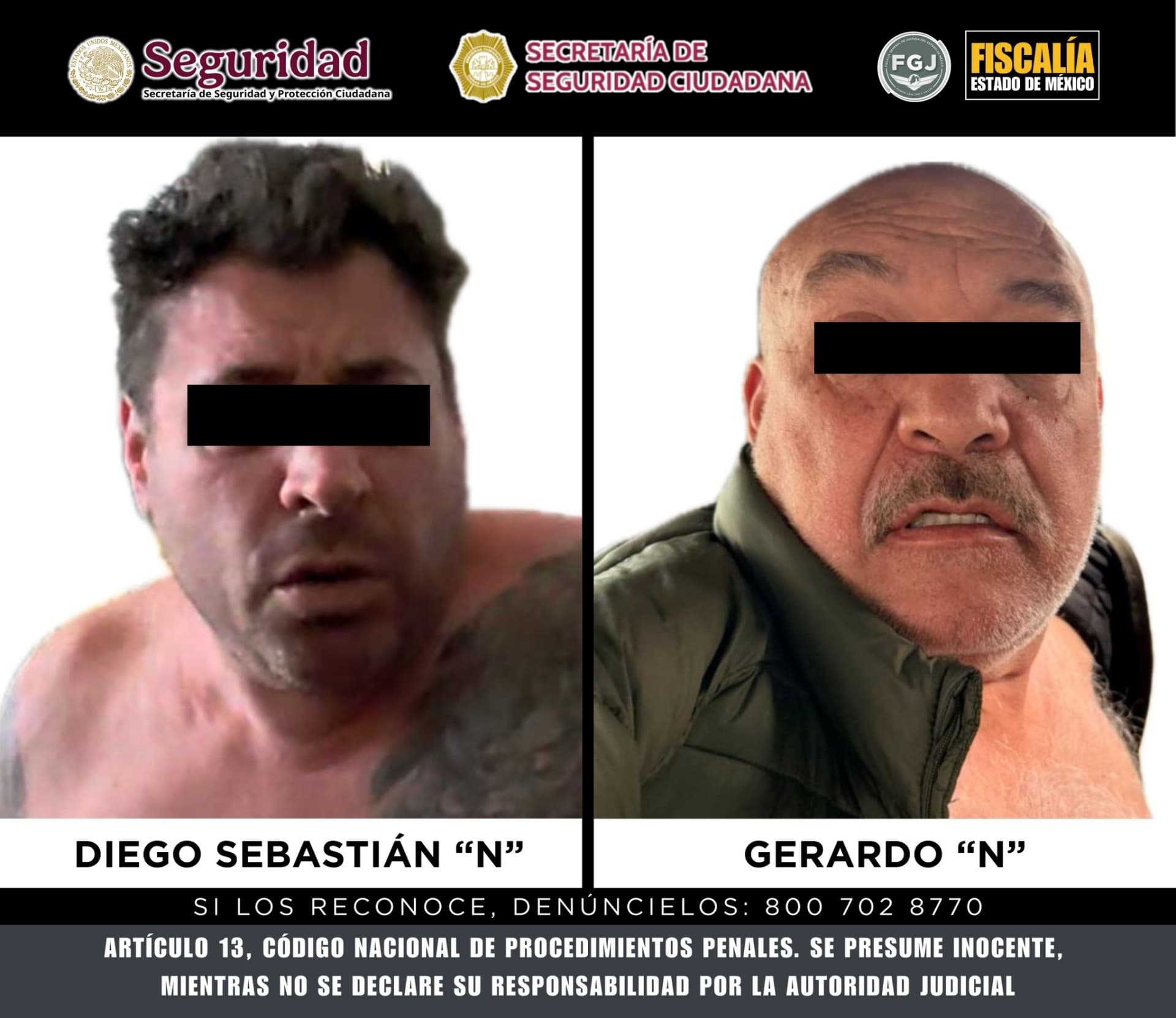 Diego Sebastián ‘N’ y Gerardo ‘N’, presuntos asesinos del tecladista de Camilo Séptimo