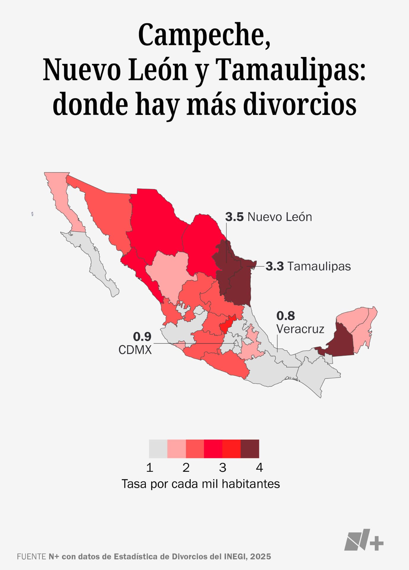 Estados donde se registran más divorcios.