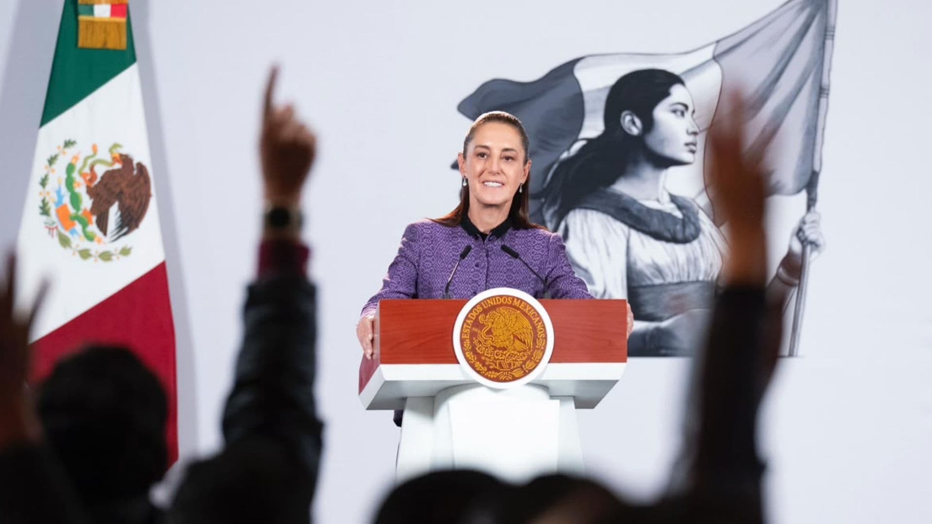 Claudia Sheinbaum en conferencia de prensa mañanera en Palacio Nacional. Foto: Presidencia de la República