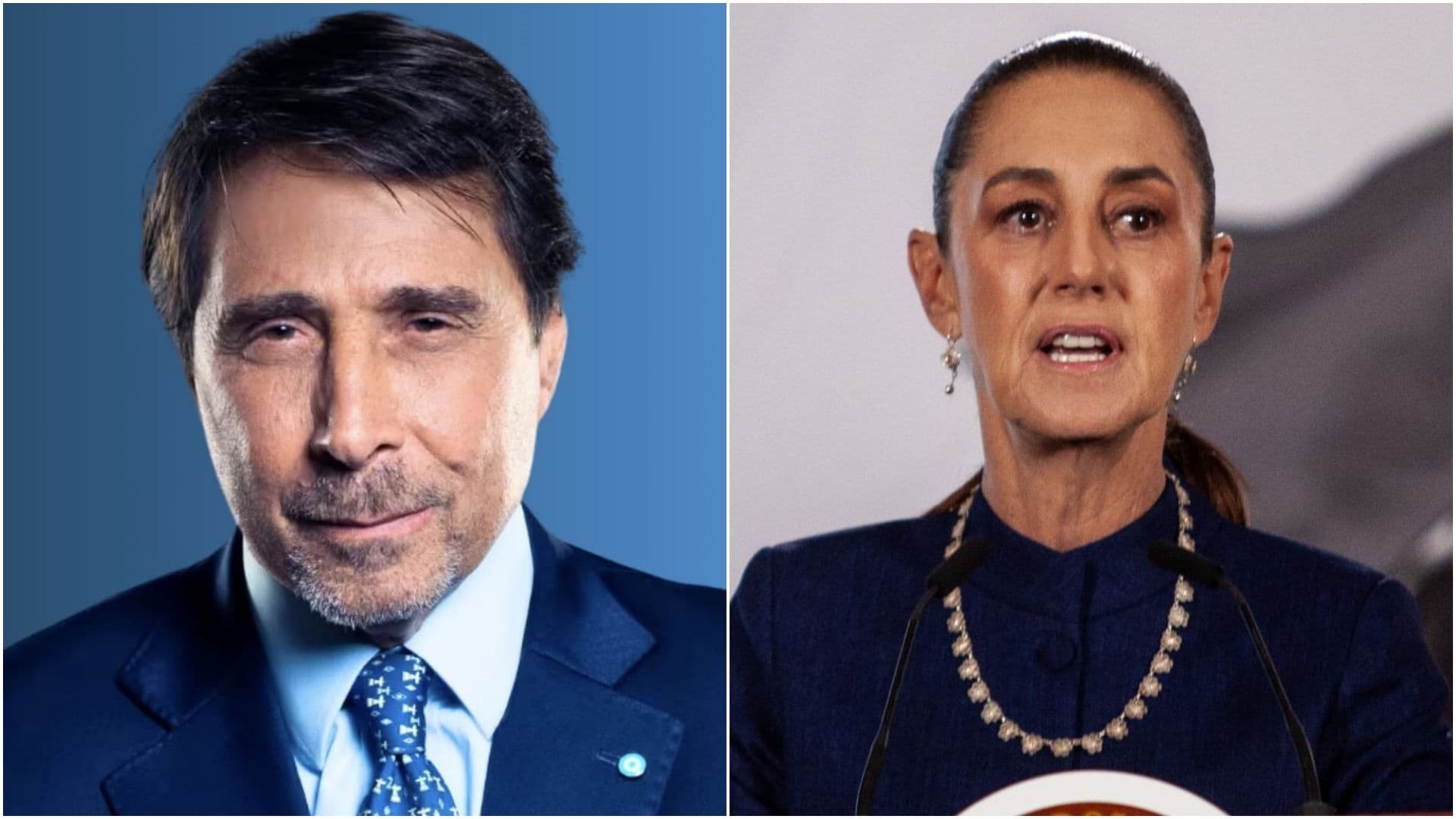 Eduardo Feinmann, periodista argentino, y Claudia Sheinbaum, presidenta de México.