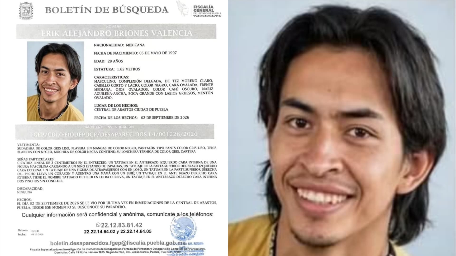 Erik Alejandro Briones Valencia ficha de búsqueda.