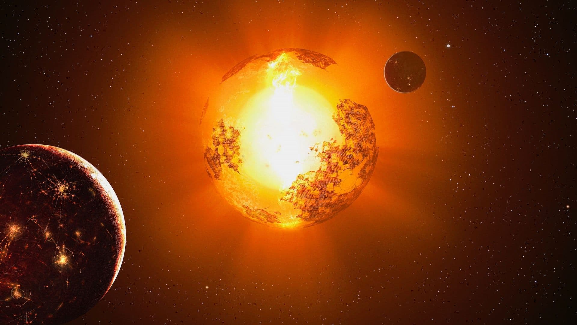 Ilustración de una esfera de Dyson alrededor de la estrella Tabby