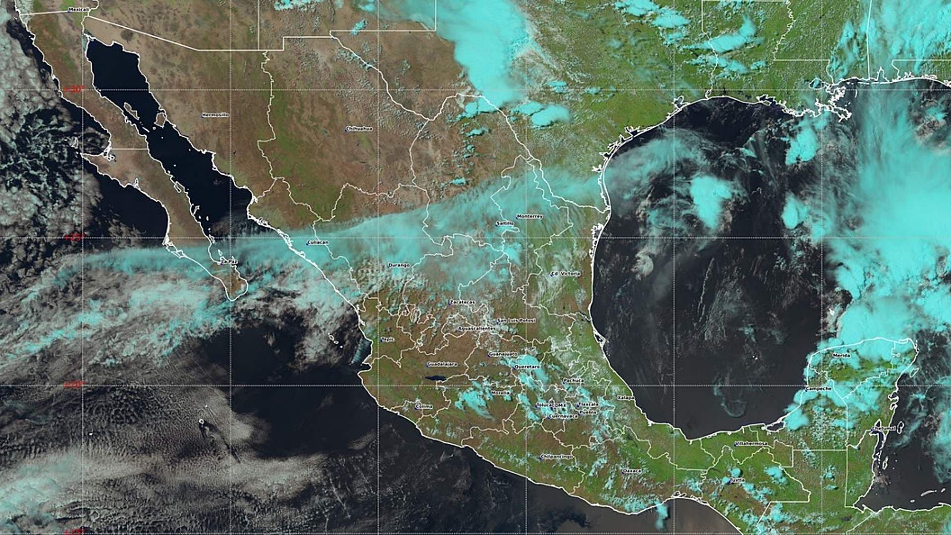Imagen de satélite de la República Mexicana el 26 de mayo de 2026.
