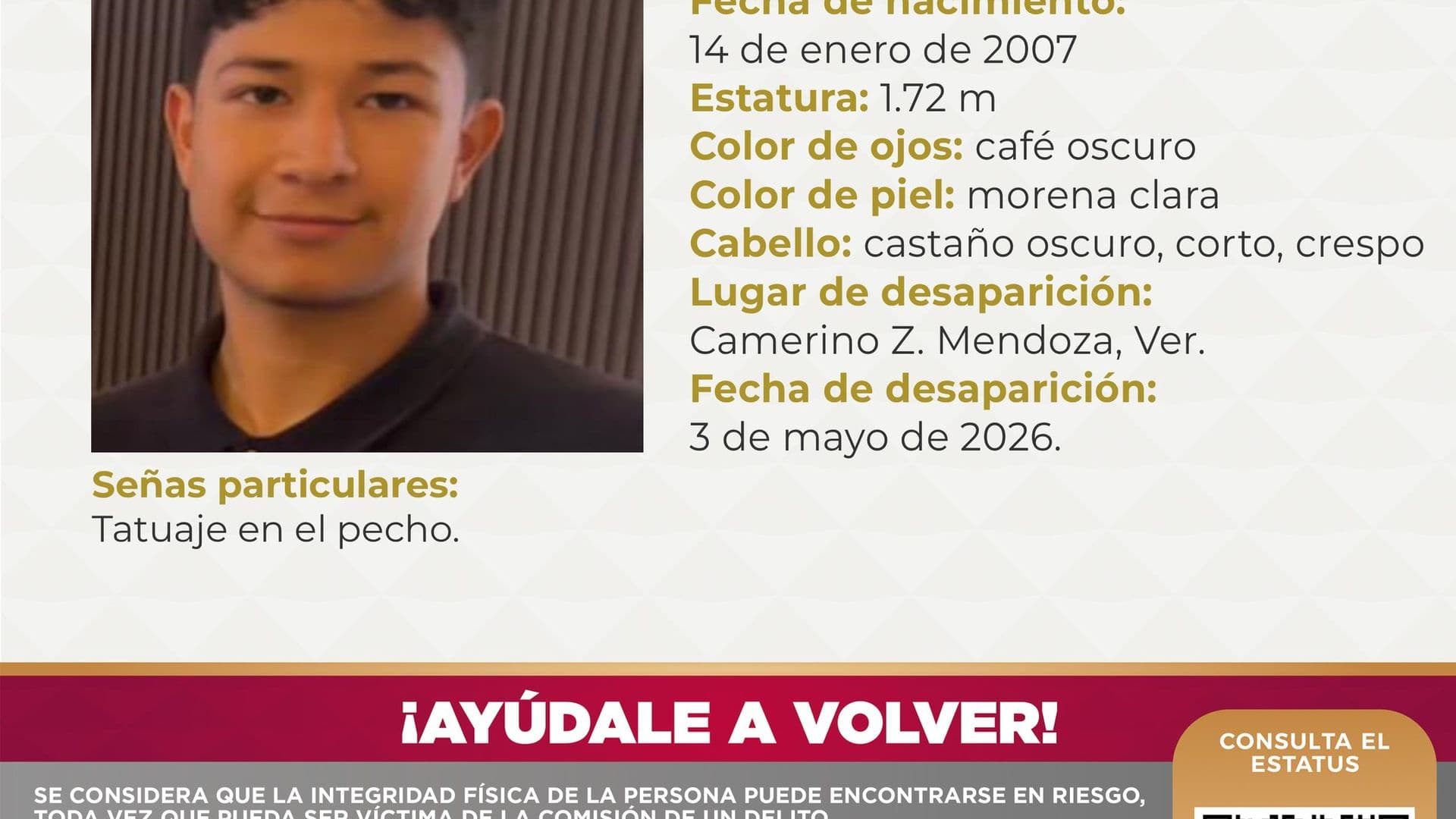 Ficha de búsqueda de joven desaparecidos