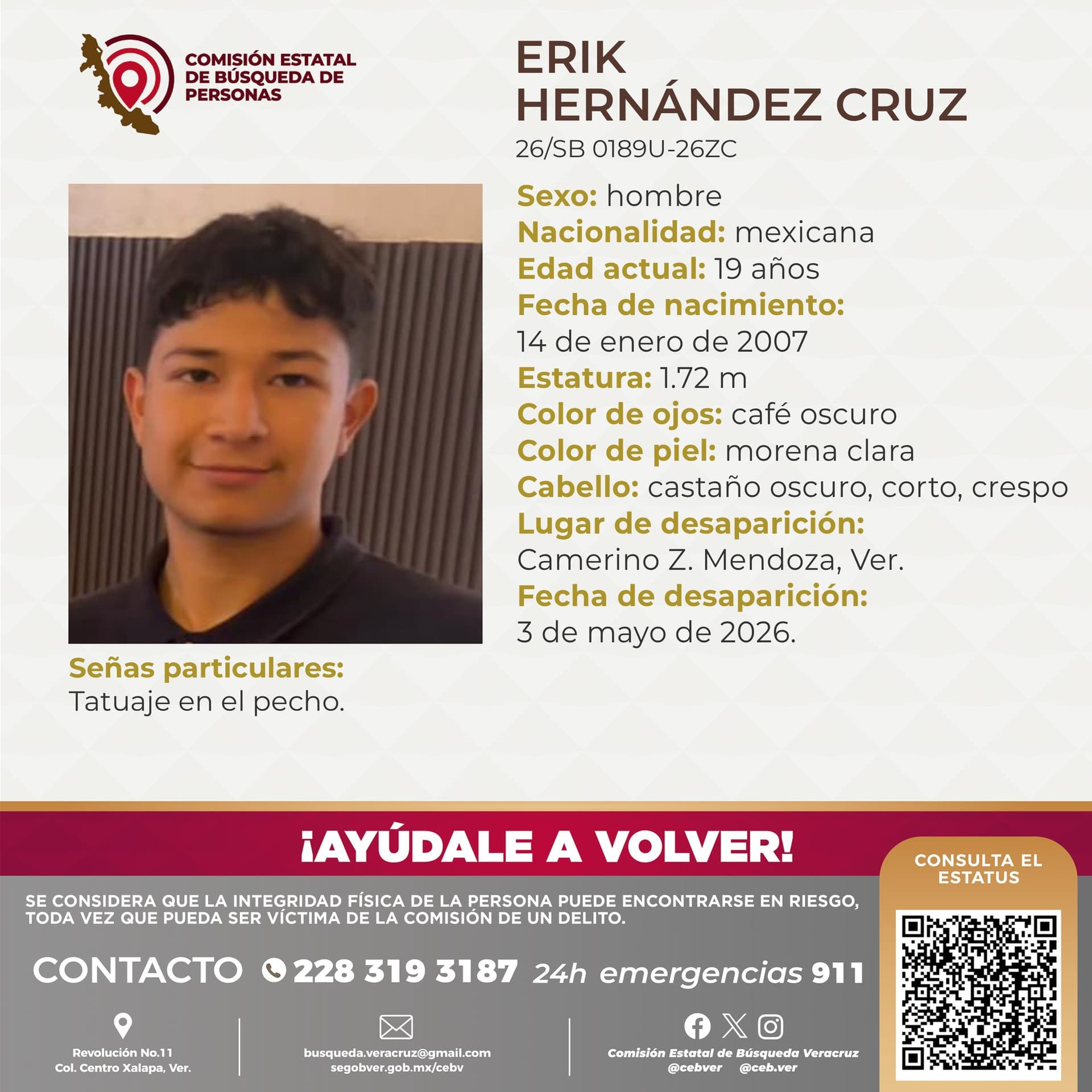 Ficha de búsqueda de joven desaparecidos