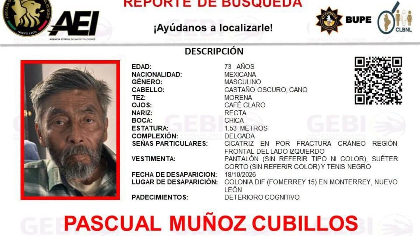 Busca esposa a su esposo en Monterrey