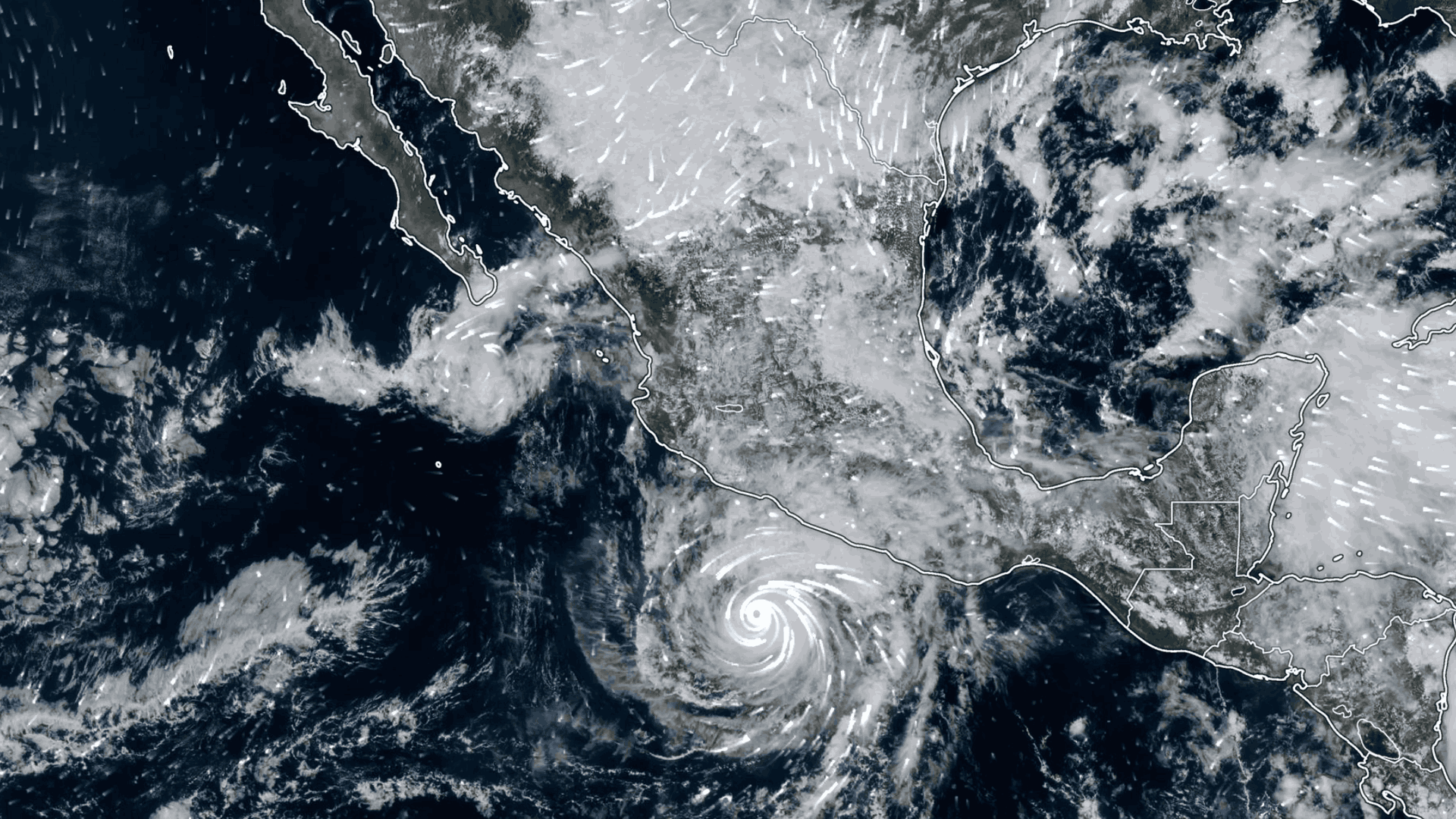 Vista satelital del huracán Trudy como categoría 1 el 16 octubre 2026.
