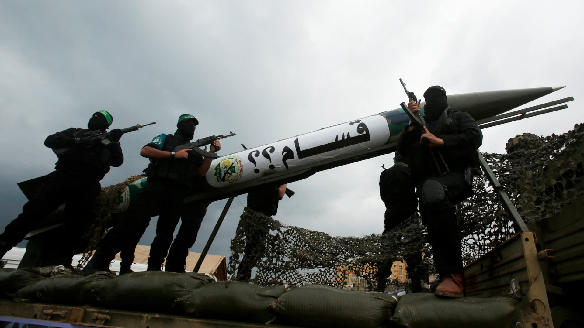 Miembros de la Brigadas de al-Qassam, el brazo armado de Hamás