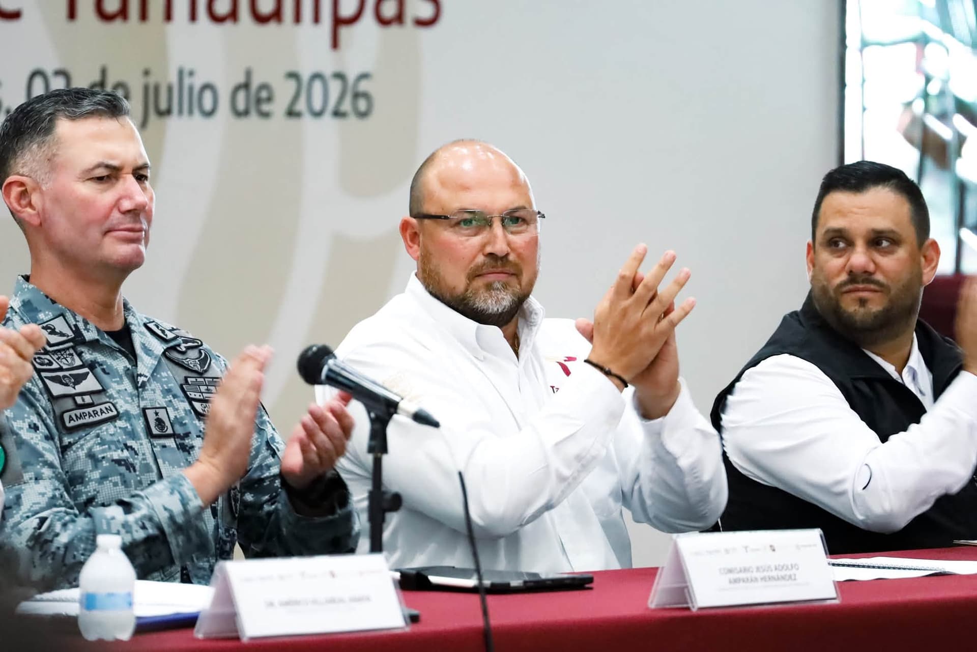 Héctor Villegas el 2 de julio 2026 durante evento sobre Protección Civil en Tamaulipas