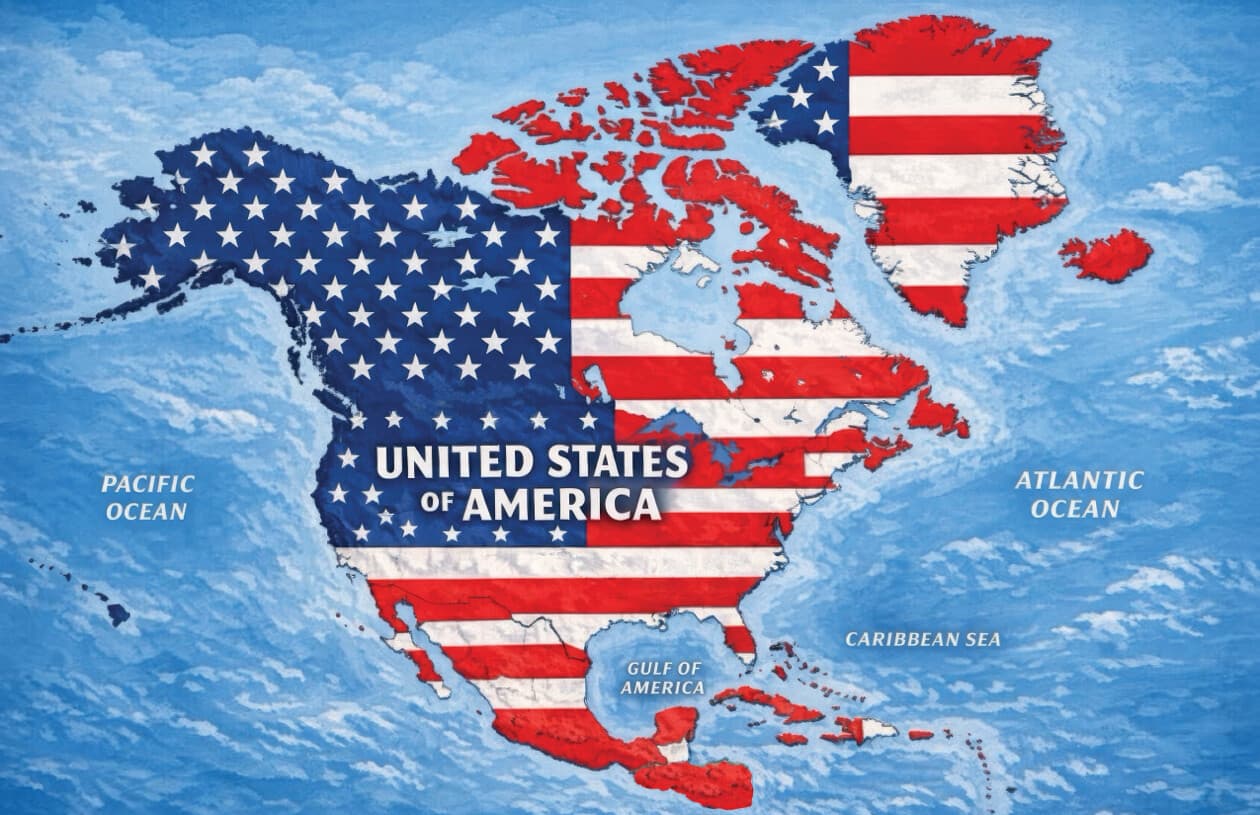 Mapa que compartió el presidente Trump con México pintado con la bandera de su país.