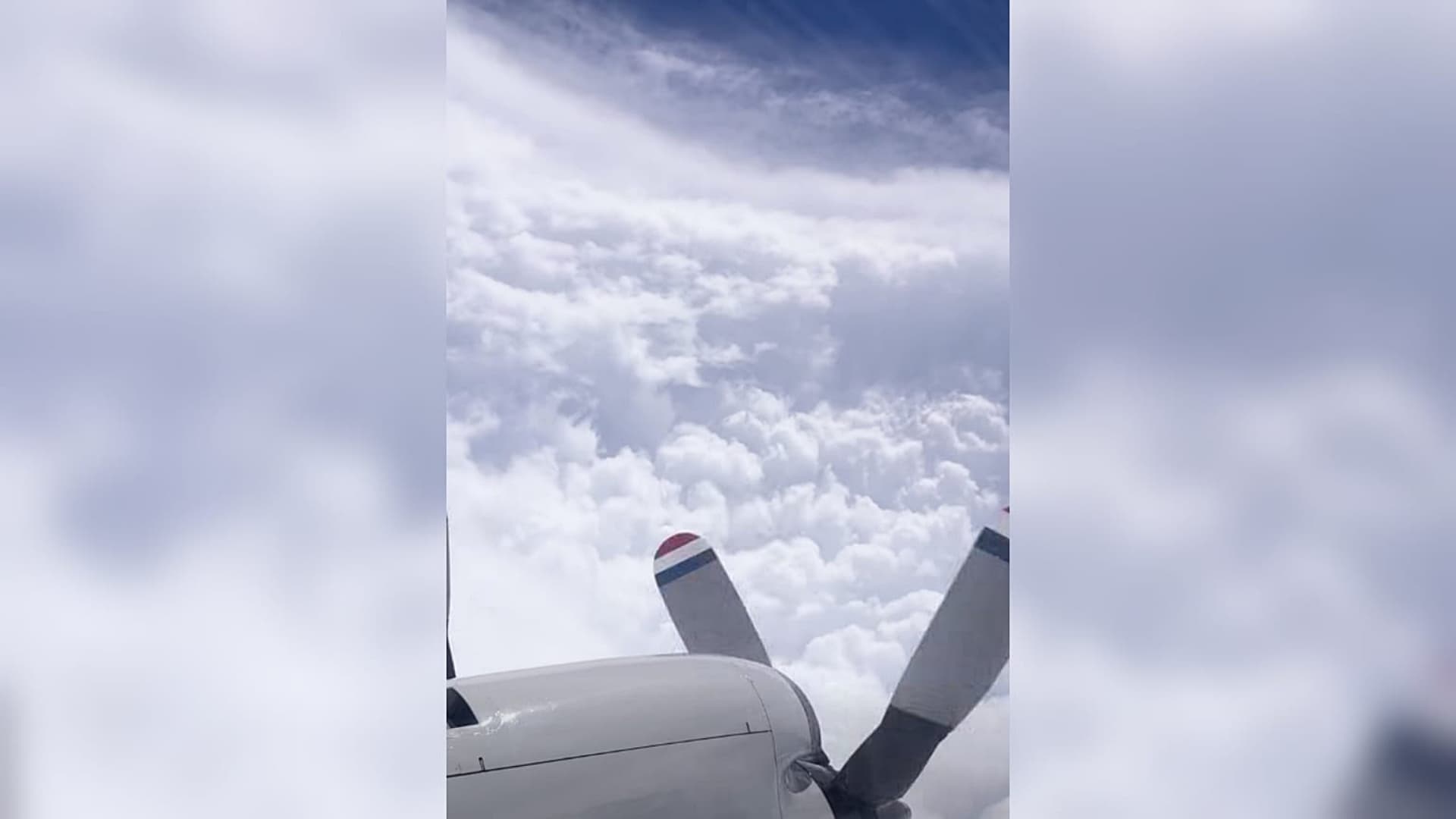 Avión cazahuracanes en el interior del ciclón Polo frente a costas de México. Foto: Facebook NOAAHurricaneHunters