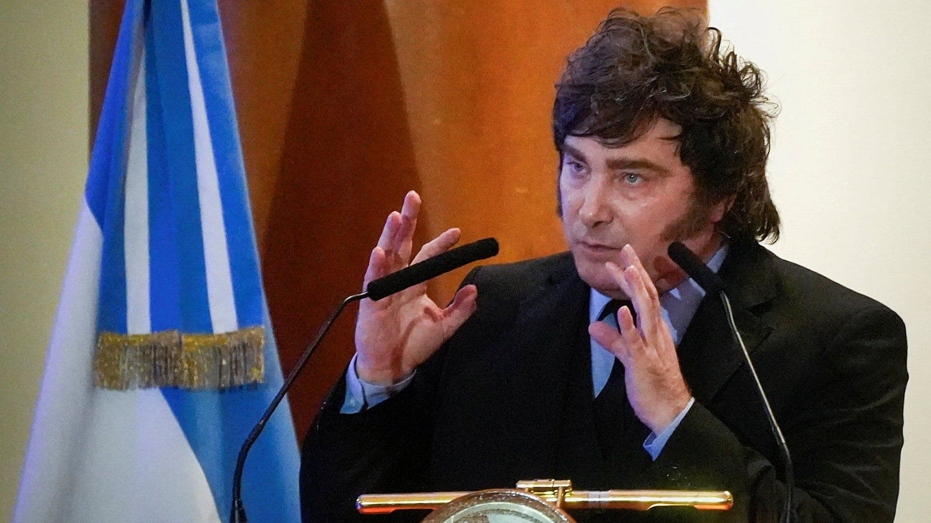 Javier Milei durante ceremonia de aniversario de la Bolsa de Buenos Aires, el 16 de julio de 2026. Foto: Reuters