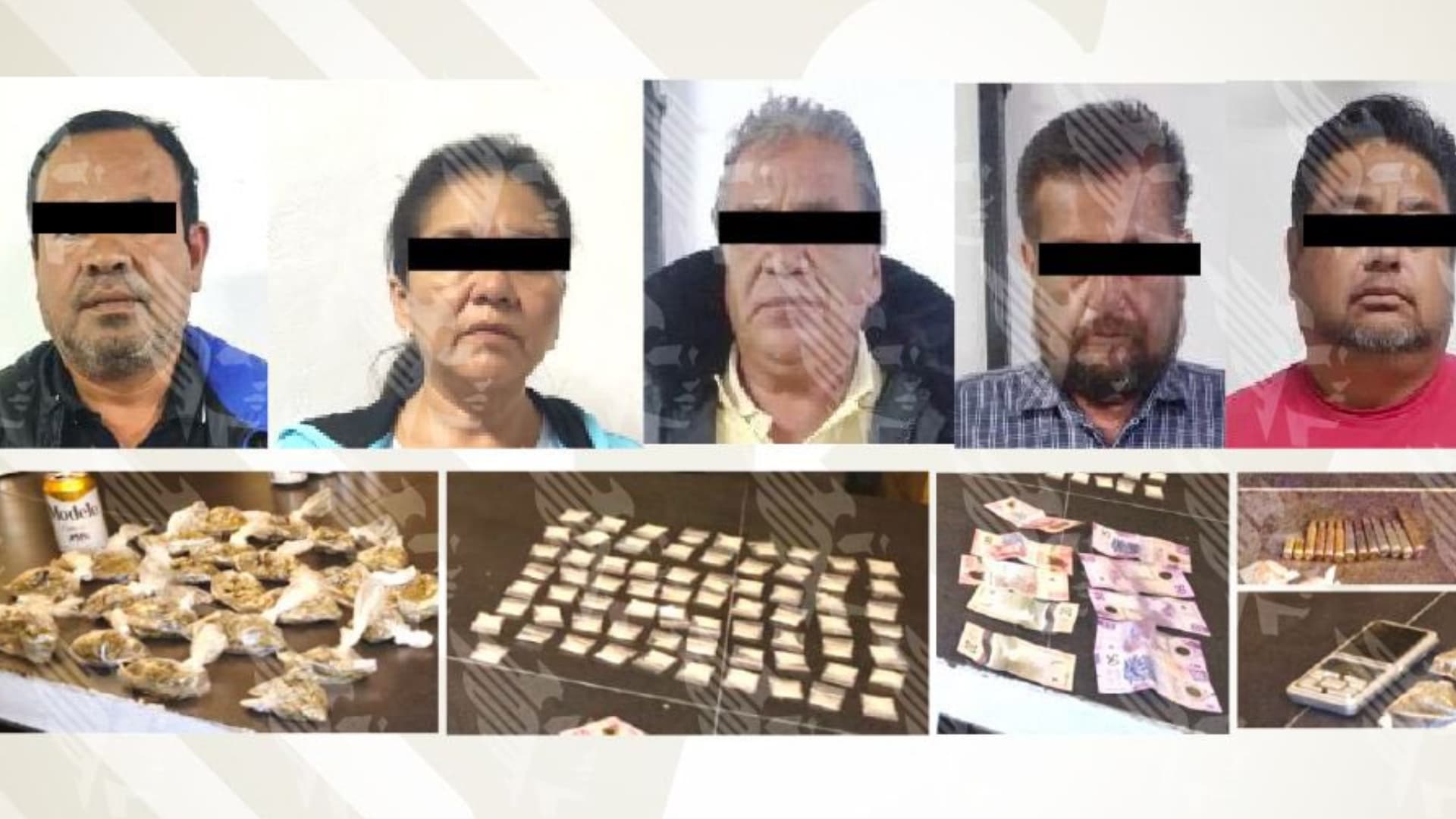 Una mujer y cuatro hombres detenidos durante el operativo en San Cristóbal Tulcingo.