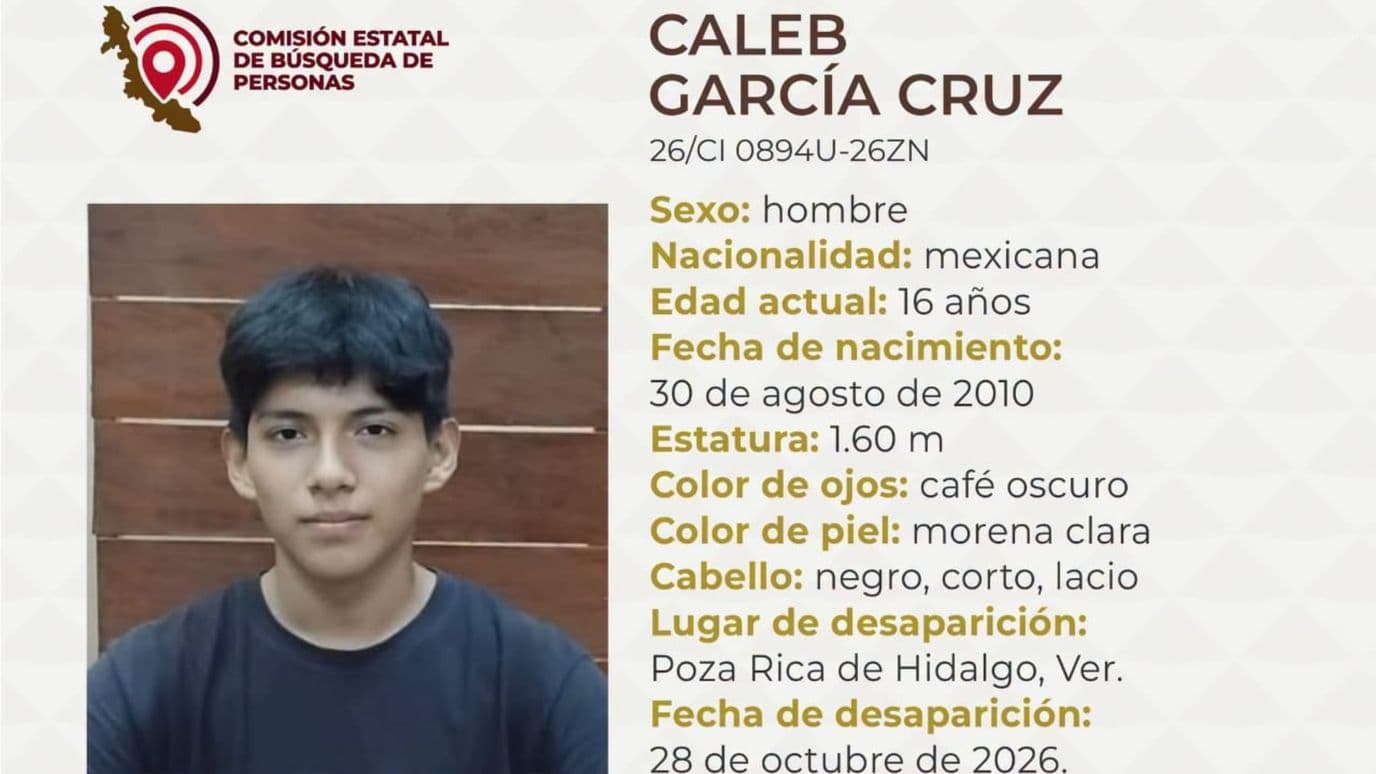 Buscan a Caleb, quien fue visto por última vez el 28 de octubre.